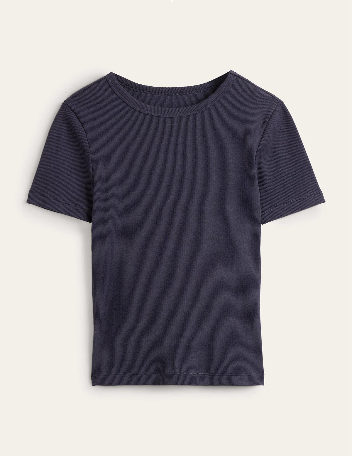 Cotton Ribbed T-Shirt-Navy - Image 5