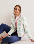 Embroidered Quilted Jacket-Ivory, Multi Quilting