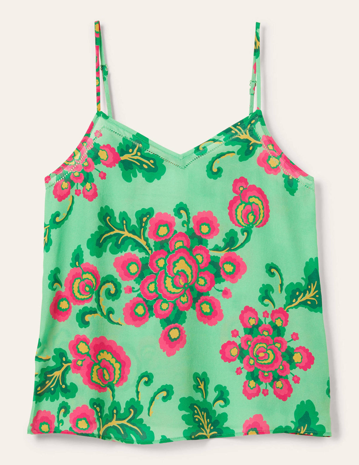 Silk Cami Top-Green Lagoon, Wild Blooms - Image 6