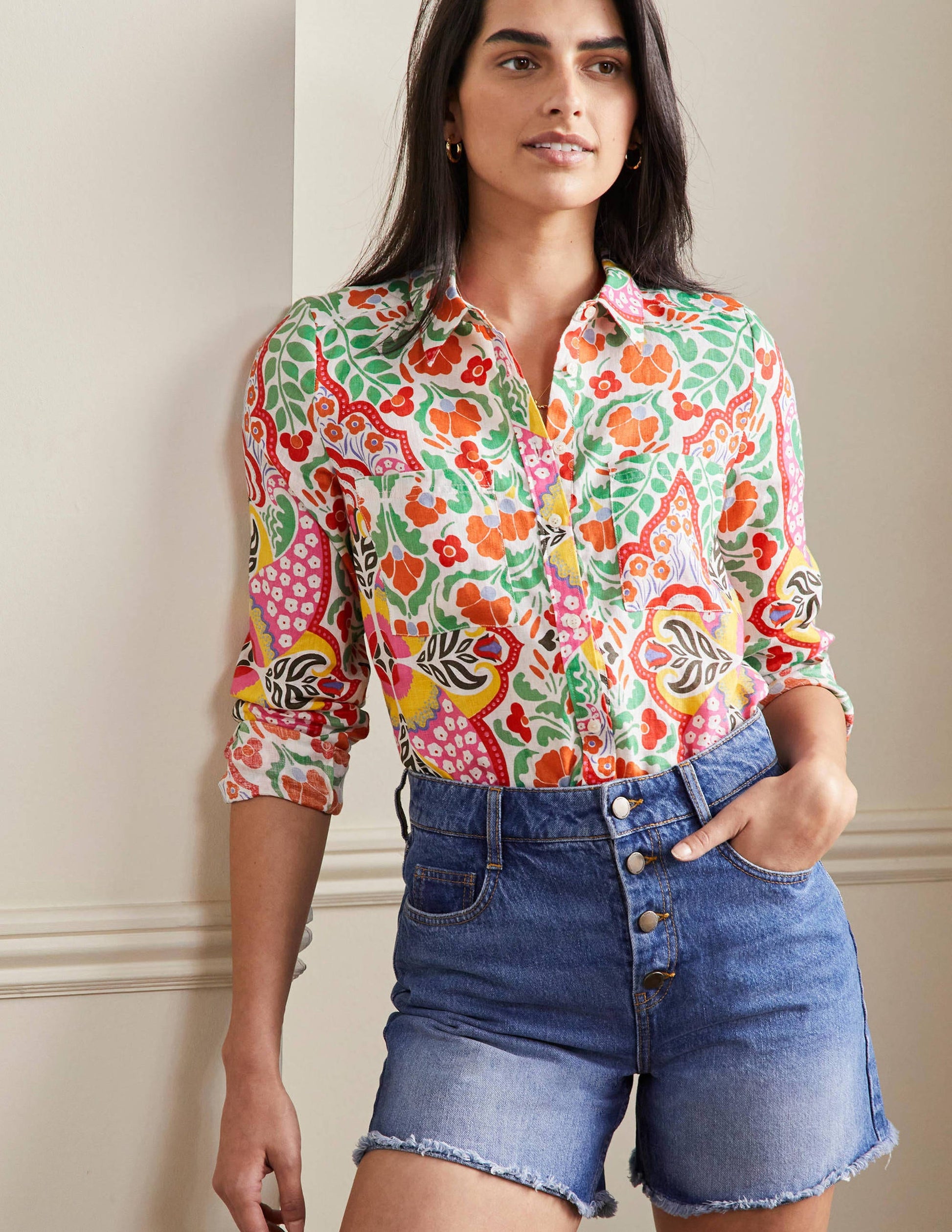 Linen Shirt-Multi, Passion Bloom-4