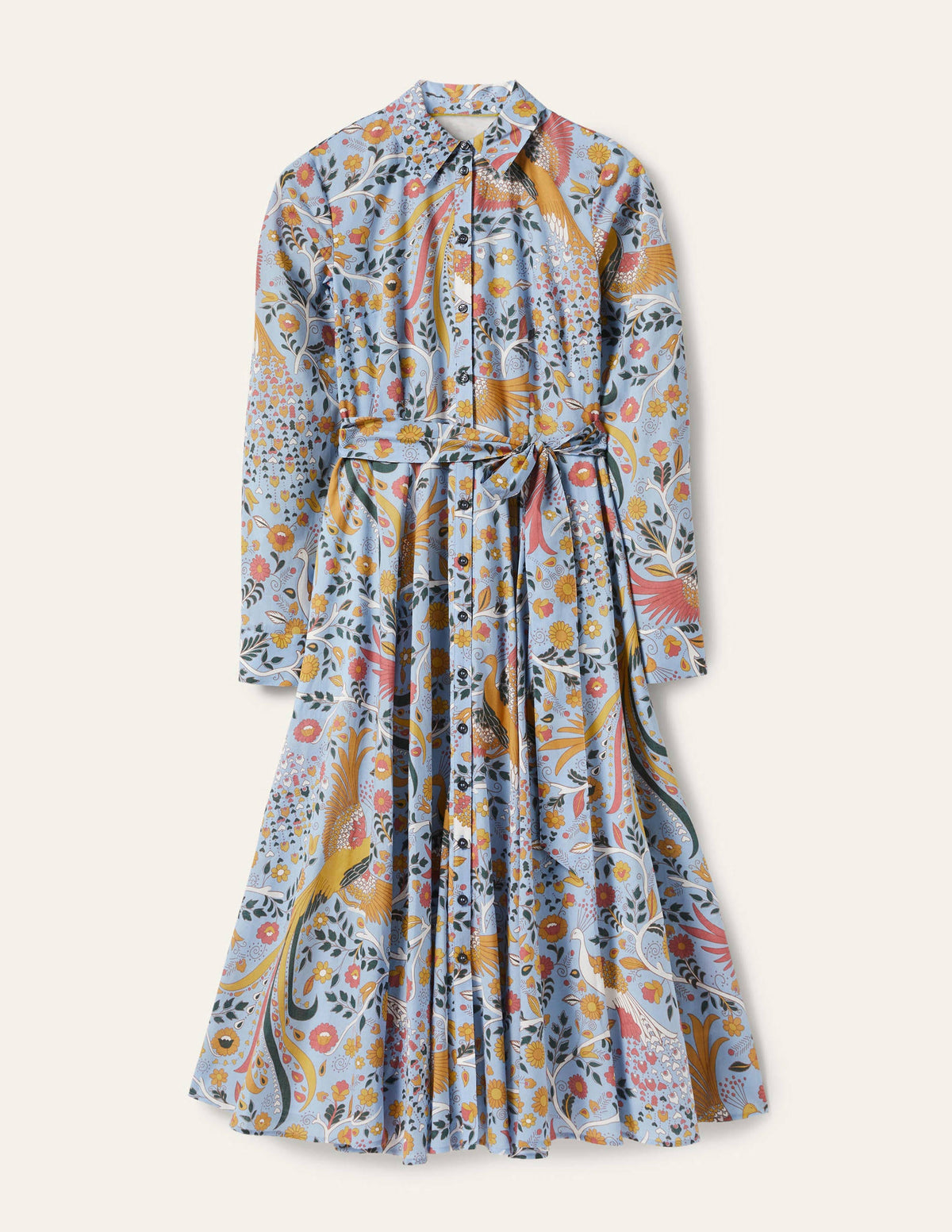 Kitty Midi Shirt Dress-Dusty Blue, Enchanting Peacock-5