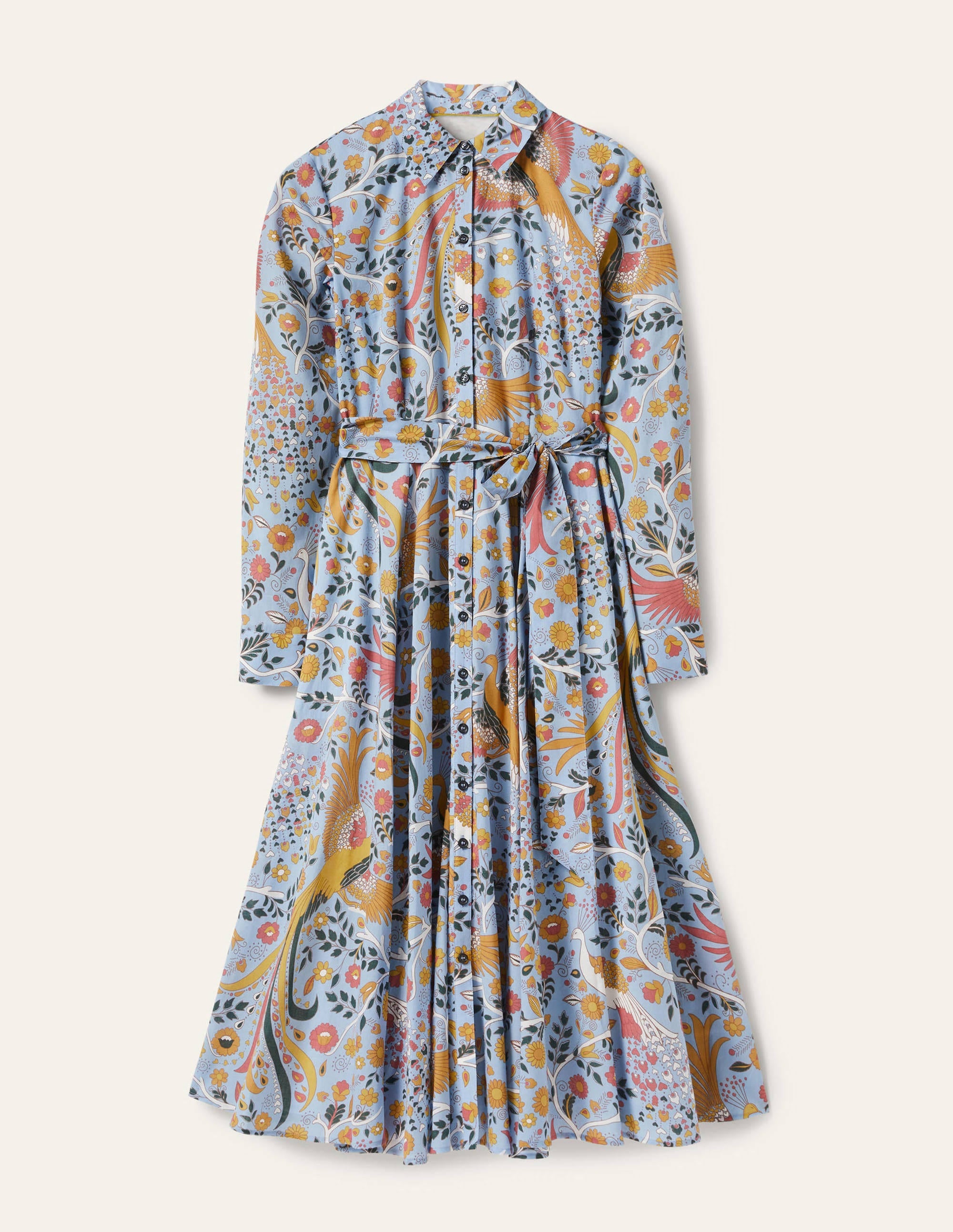 Kitty Midi Shirt Dress-Dusty Blue, Enchanting Peacock - Image 5