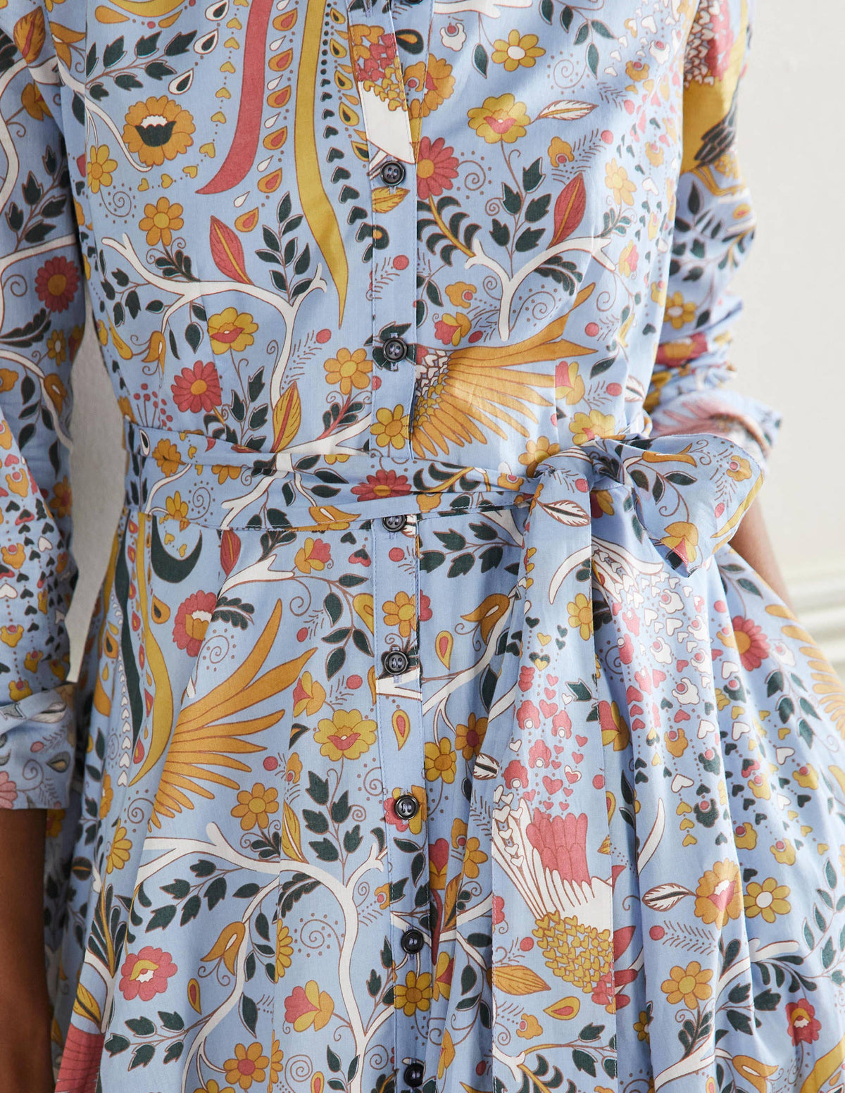 Kitty Midi Shirt Dress-Dusty Blue, Enchanting Peacock-2