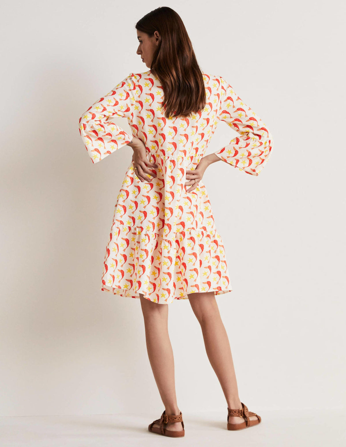 Relaxed Linen Tiered Dress-Ivory Shrimpy - Image 3
