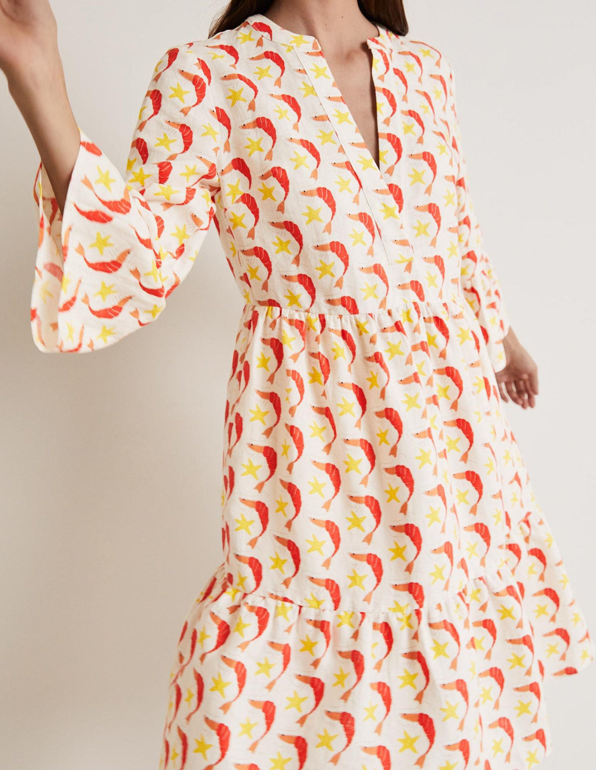 Relaxed Linen Tiered Dress-Ivory Shrimpy - Image 5
