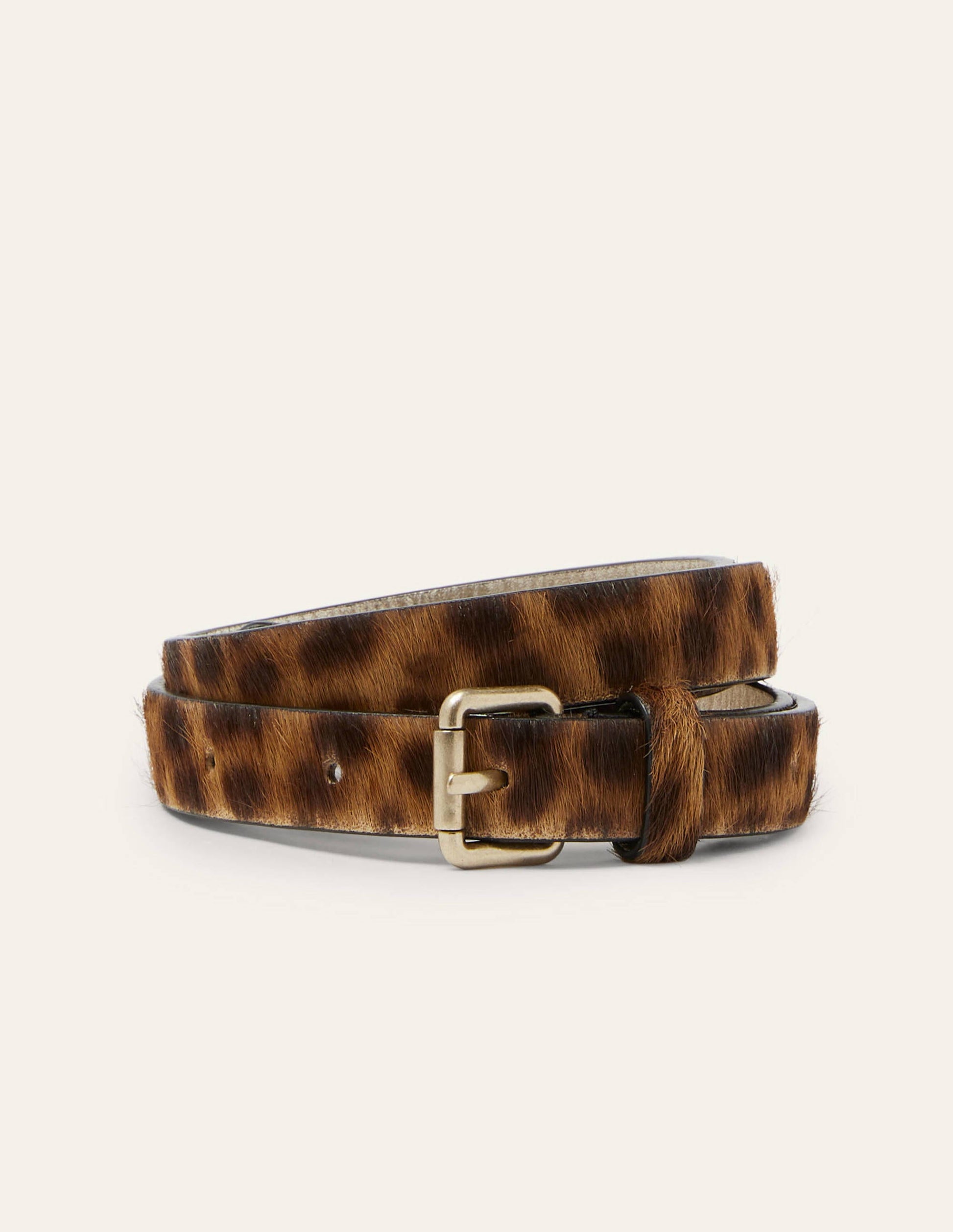 Skinny Buckle Belt-Tan Leopard-1