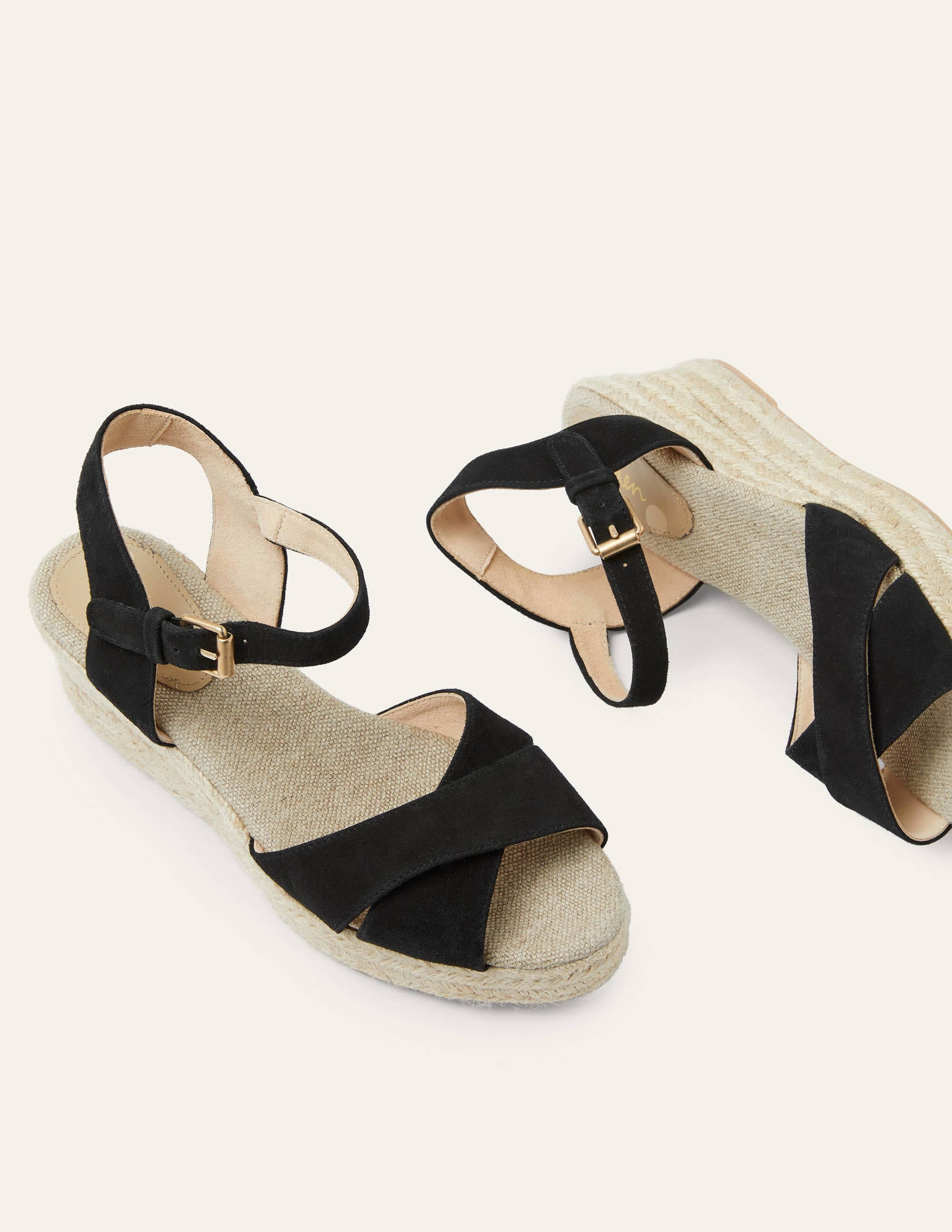 Jasmine Espadrille Wedges-Black - Image 1