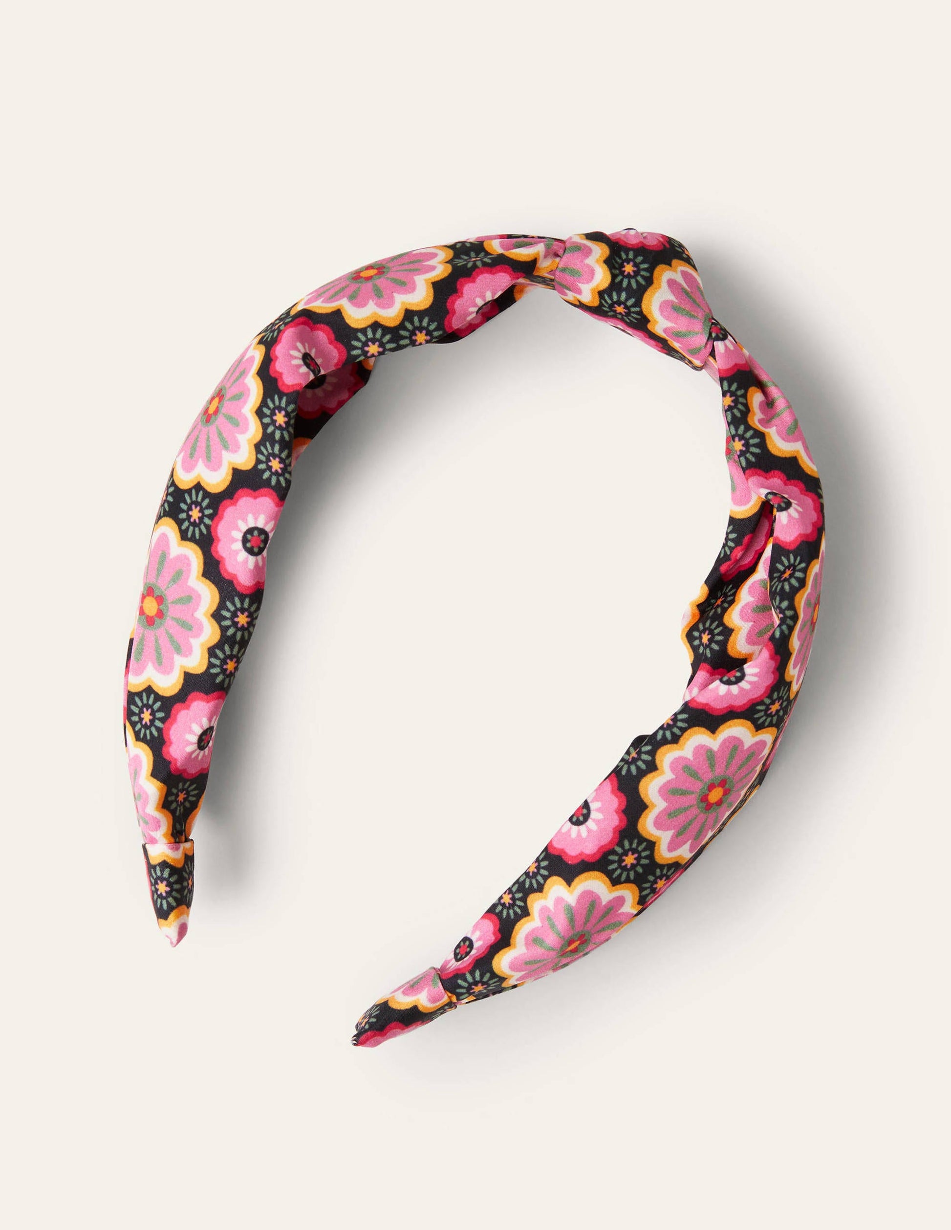 Knotted Headband-Black, Opulent Daisy-1