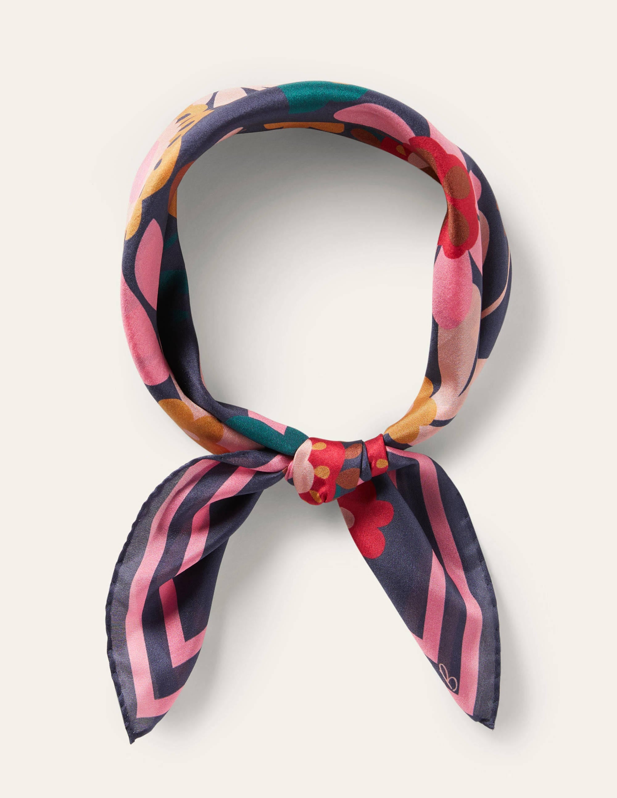 Silk Scarf-Navy, Flora Bloom - Image 2