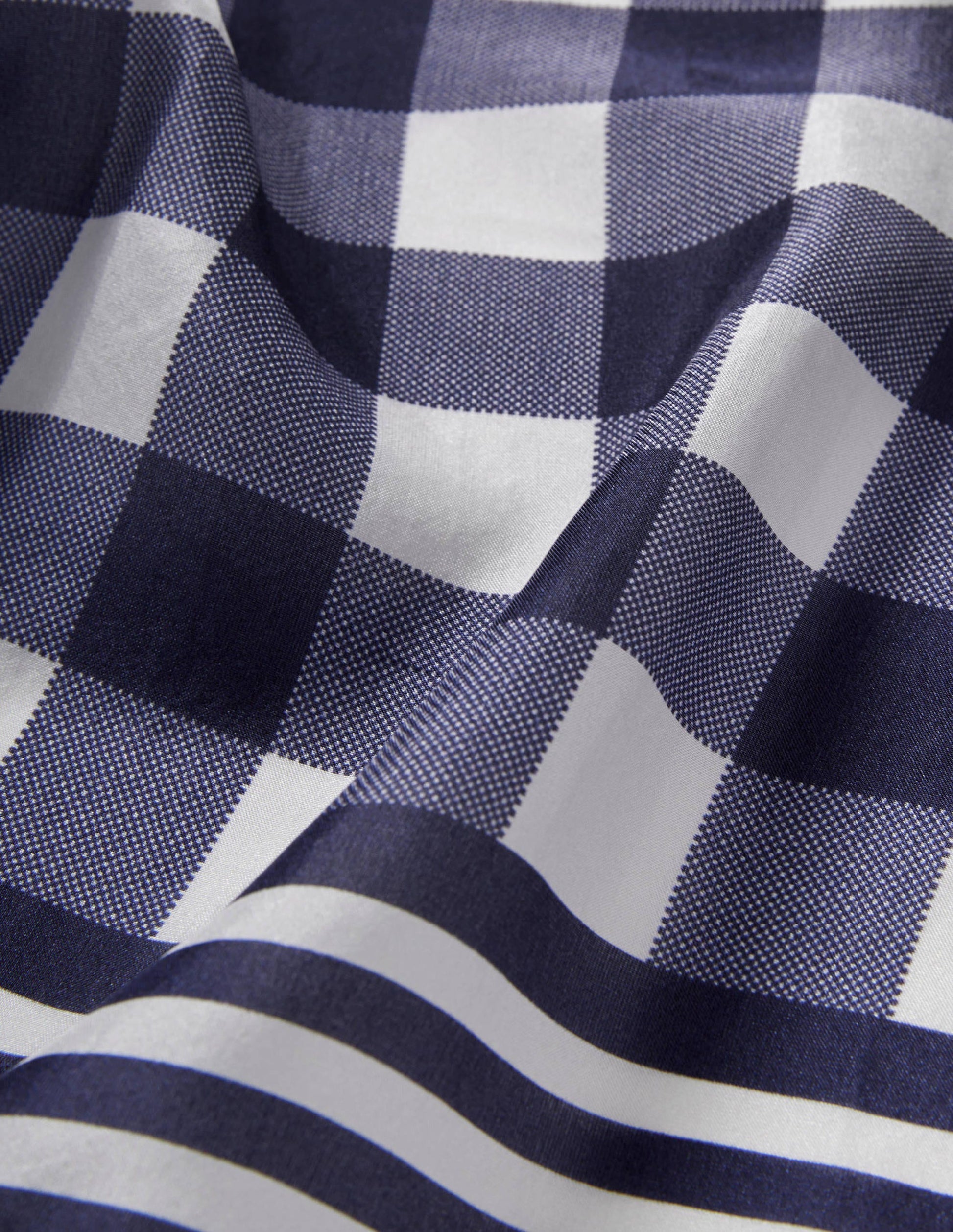 Silk Scarf-Navy, Gingham-2