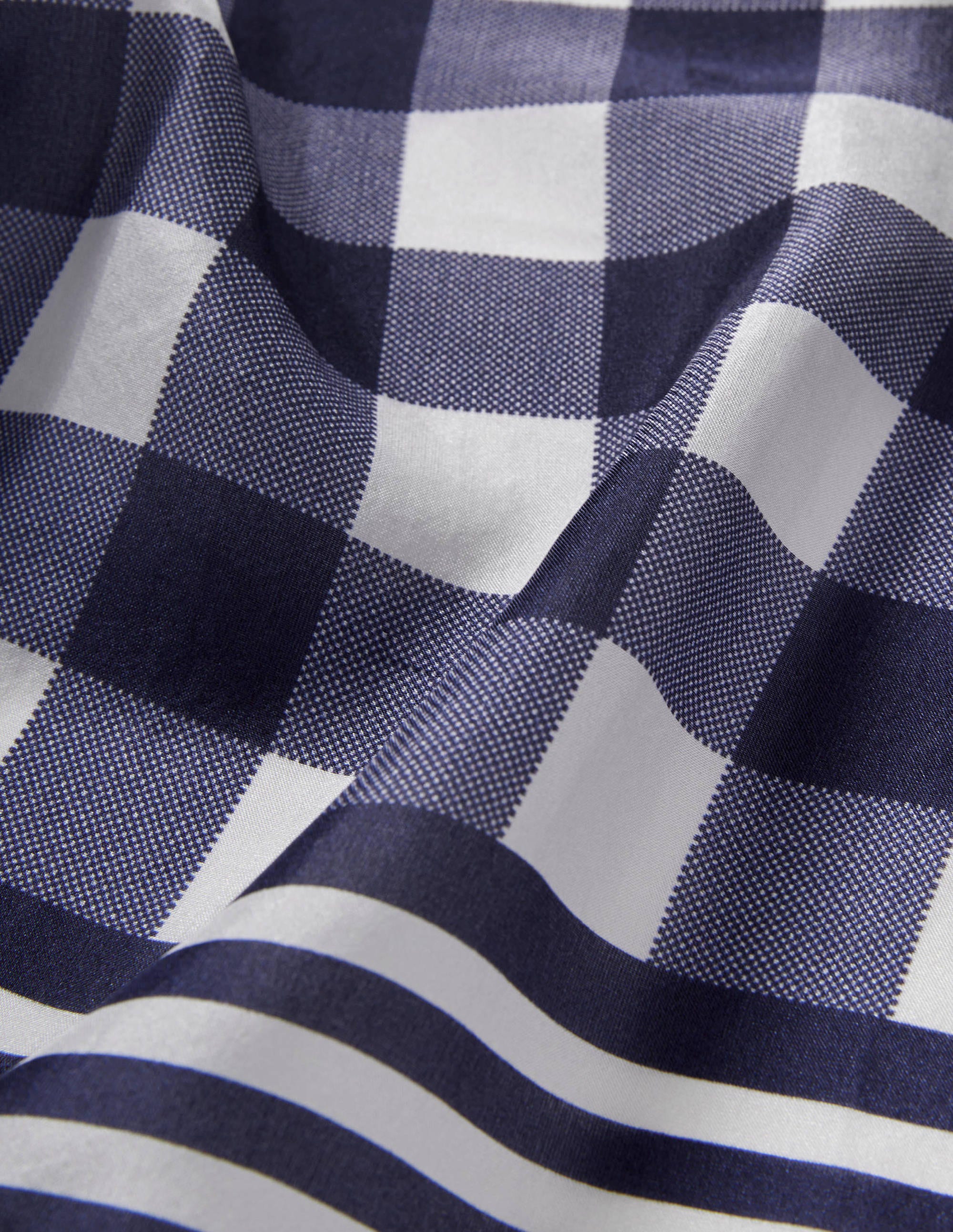 Silk Scarf-Navy, Gingham - Image 2
