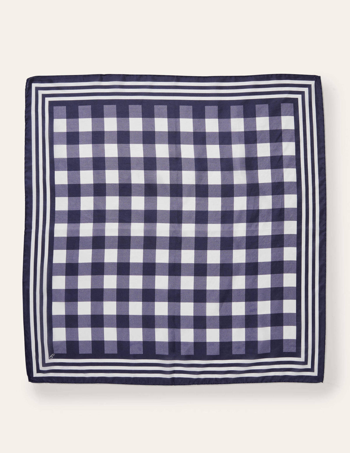 Silk Scarf-Navy, Gingham - Image 3