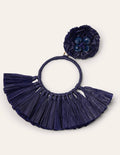 Tassel Ring Earrings-Navy
