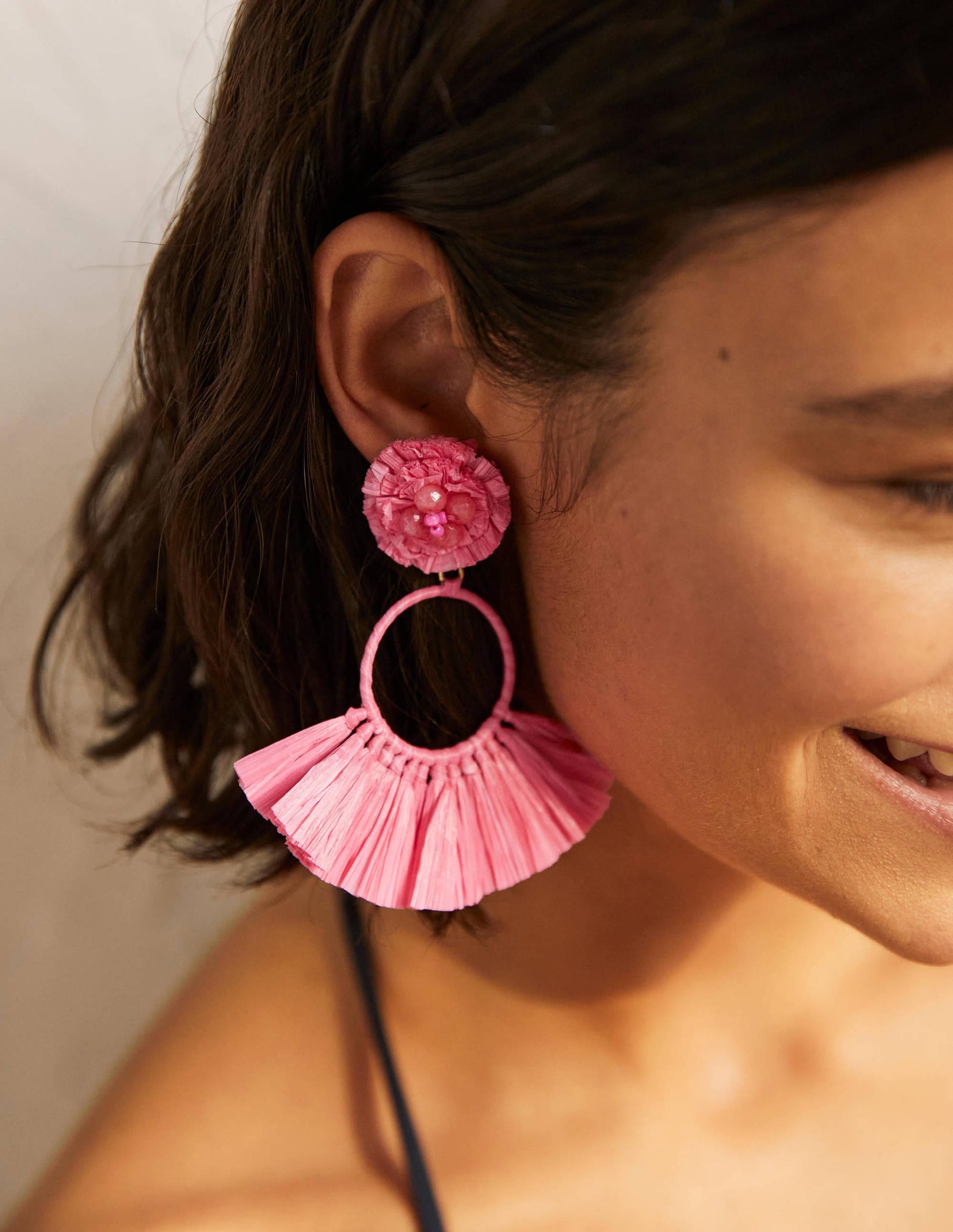 Tassel Ring Earrings-Formica Pink-2