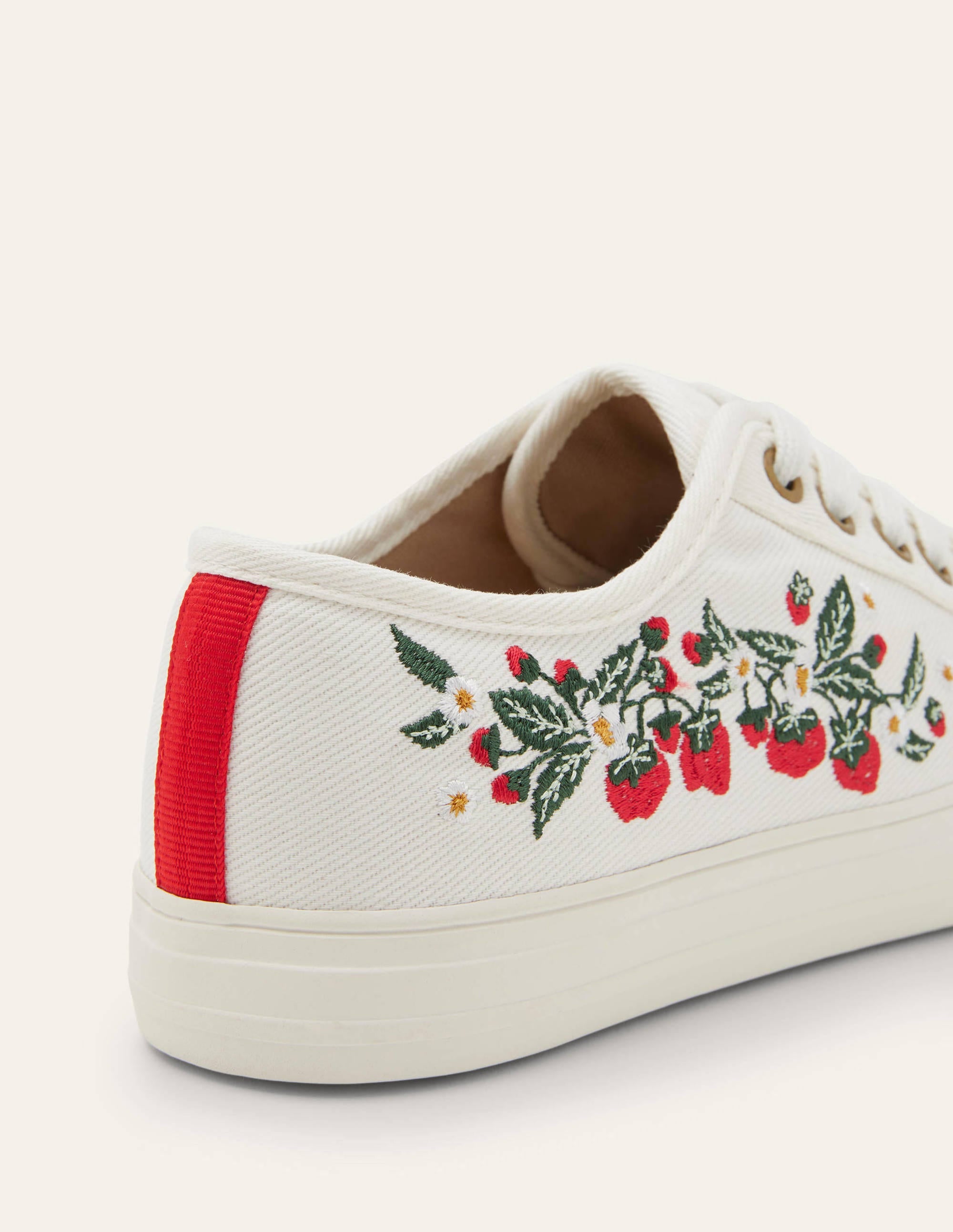 Cotton Canvas Plimsolls-Ecru, Strawberries - Image 4