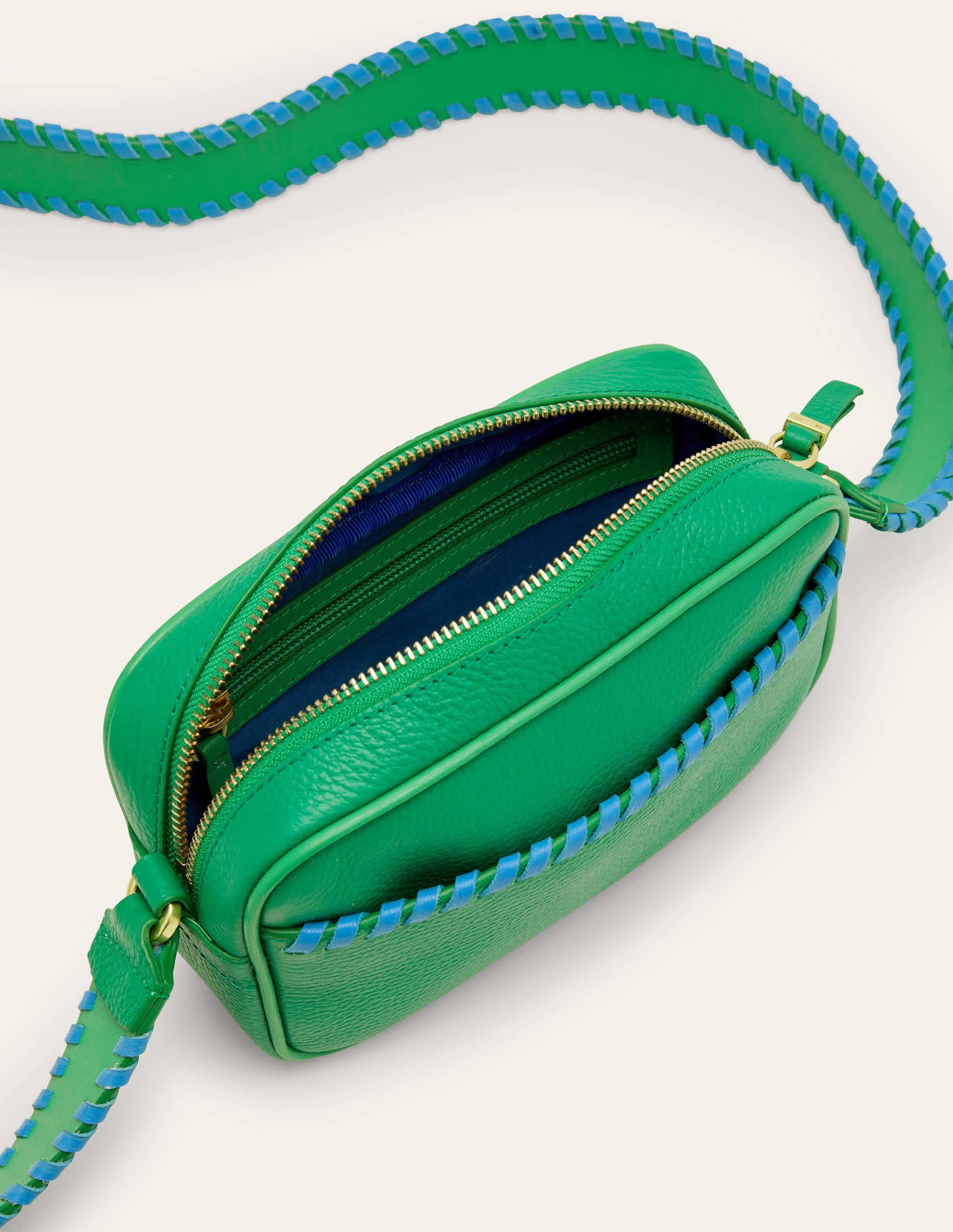 Stitch Detail Crossbody Bag-Irish Green/Mosaic Blue - Image 2