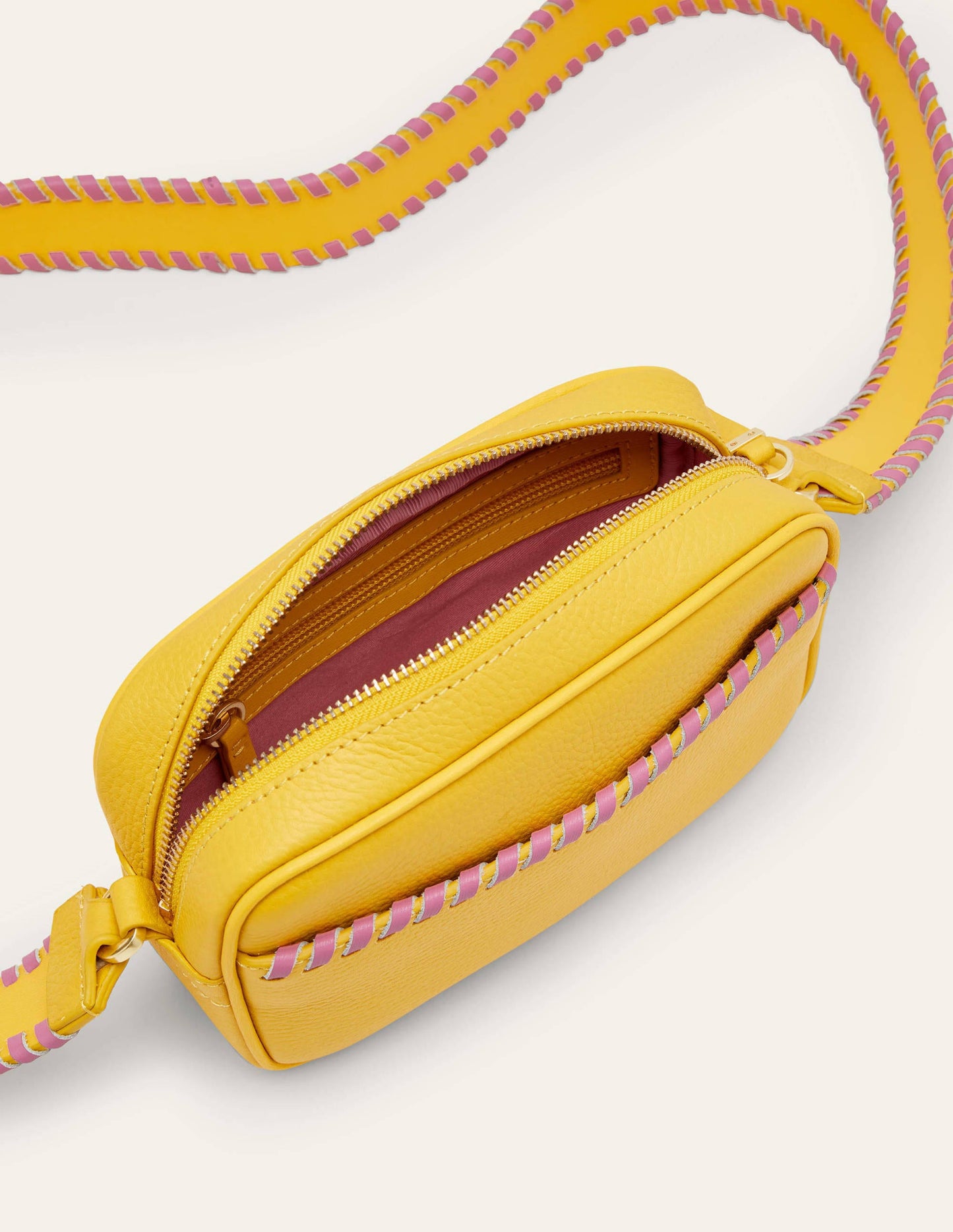 Stitch Detail Crossbody Bag-Daffodil/Posy Pink