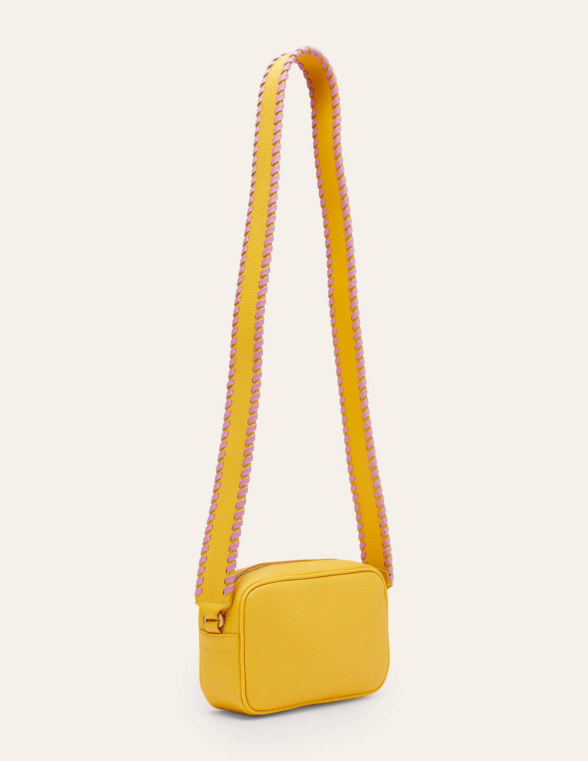 Stitch Detail Crossbody Bag-Daffodil/Posy Pink-3