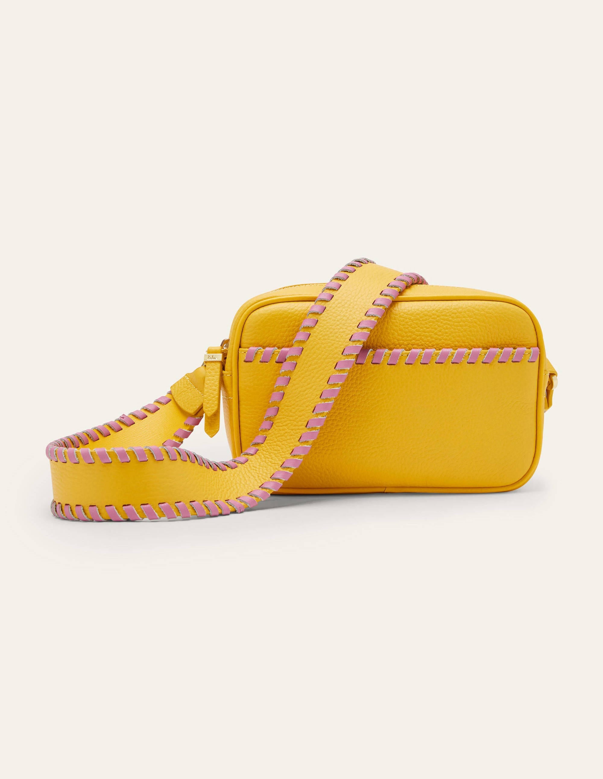 Stitch Detail Crossbody Bag-Daffodil/Posy Pink - Image 1