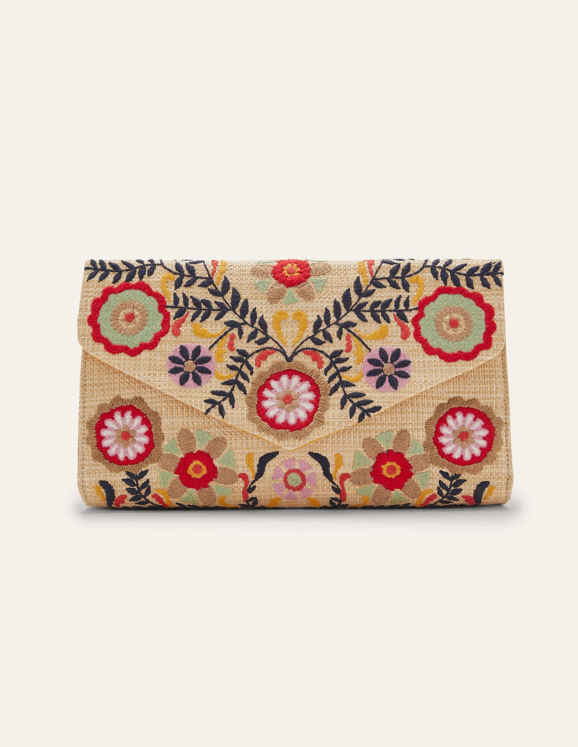 Embroidered Clutch Bag-Natural-2