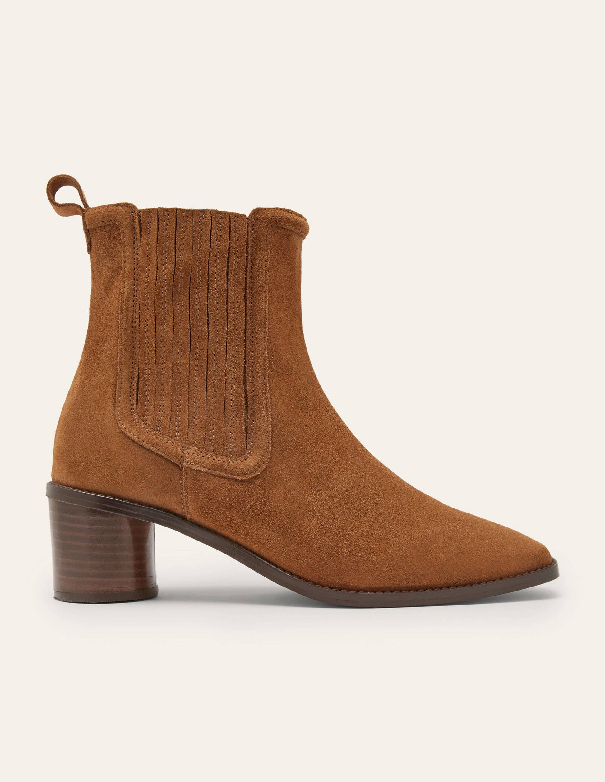 Round Heel Suede Chelsea Boots-Tobacco-2