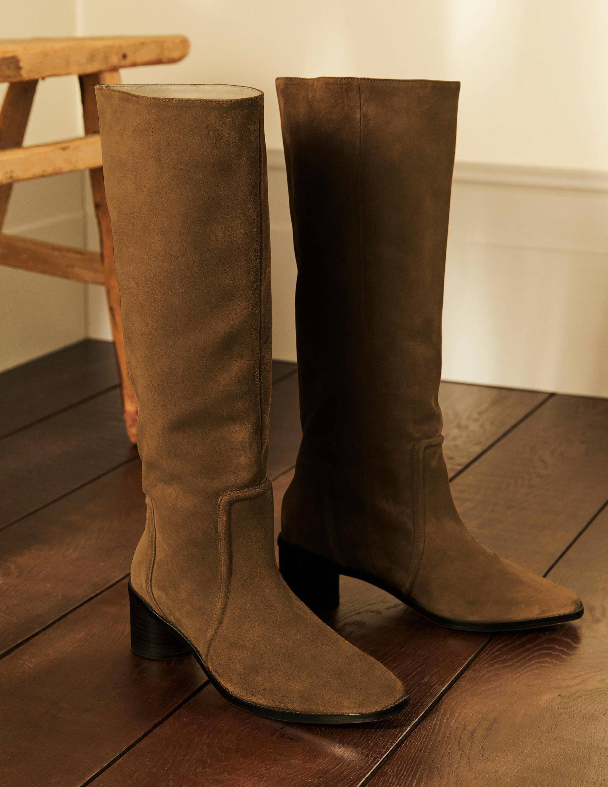 Suede Knee High Boots-Tobacco - Image 1