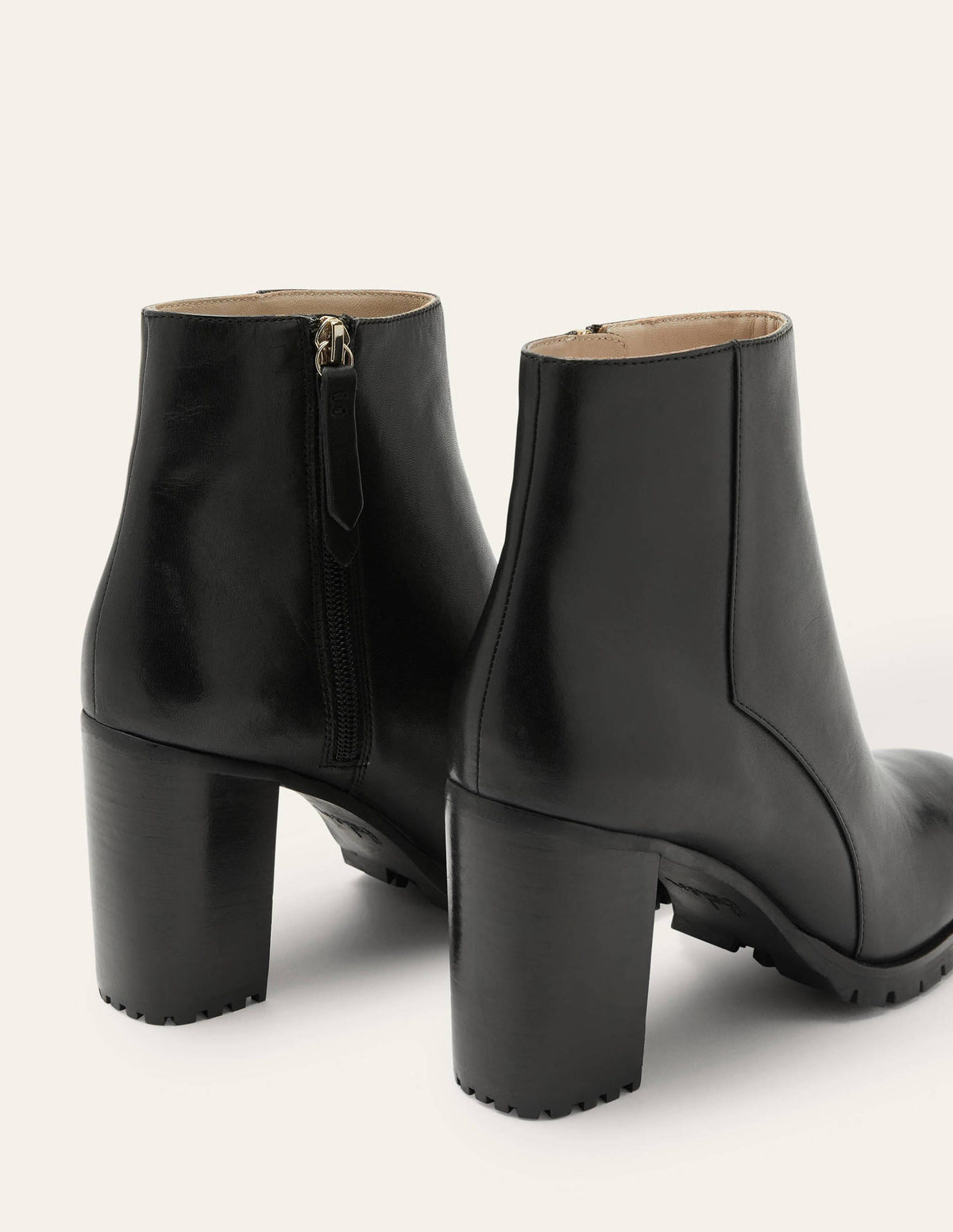 Heeled Leather Ankle Boots-Black - Image 4