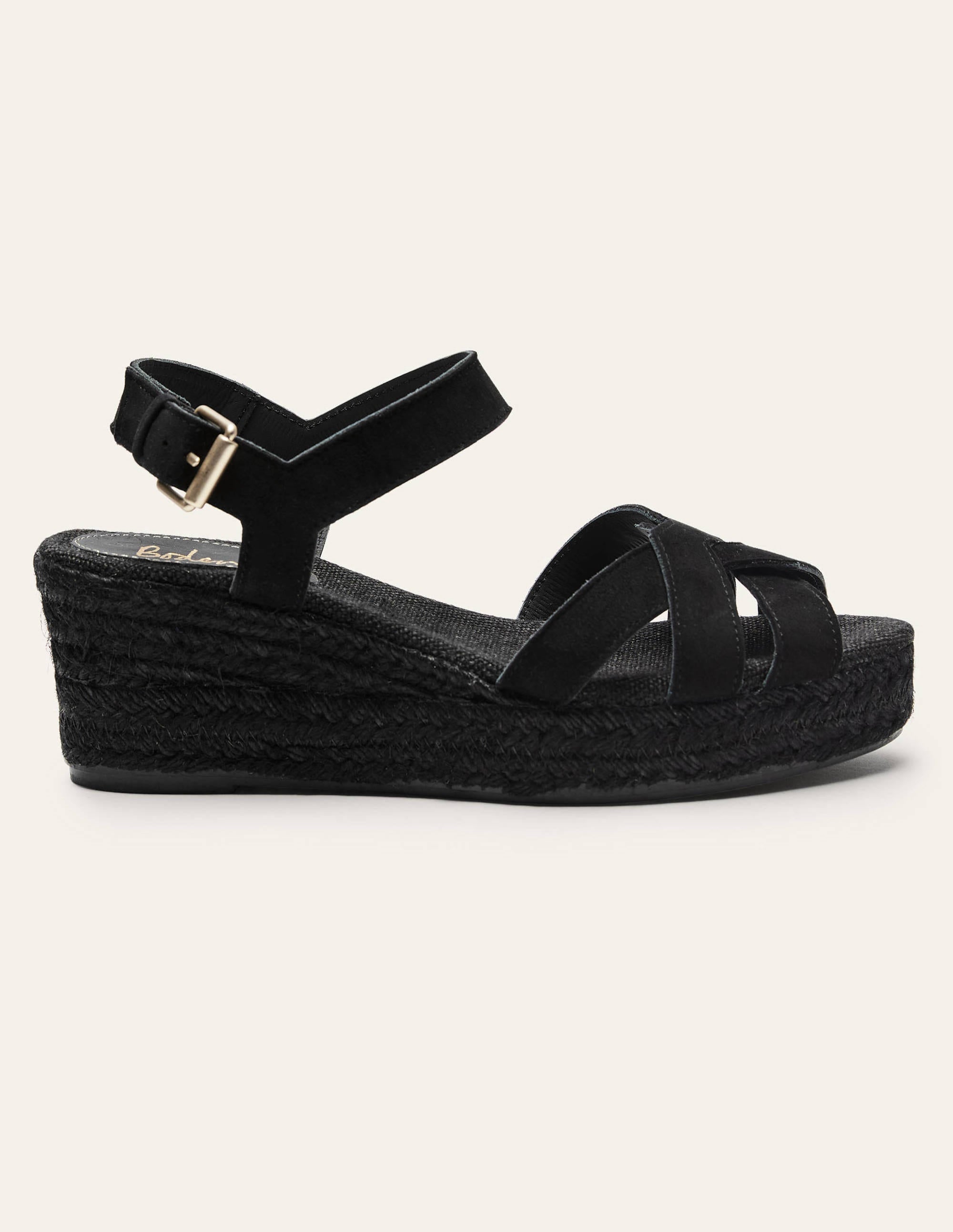 Geometric Espadrille Wedges-Black - Image 2