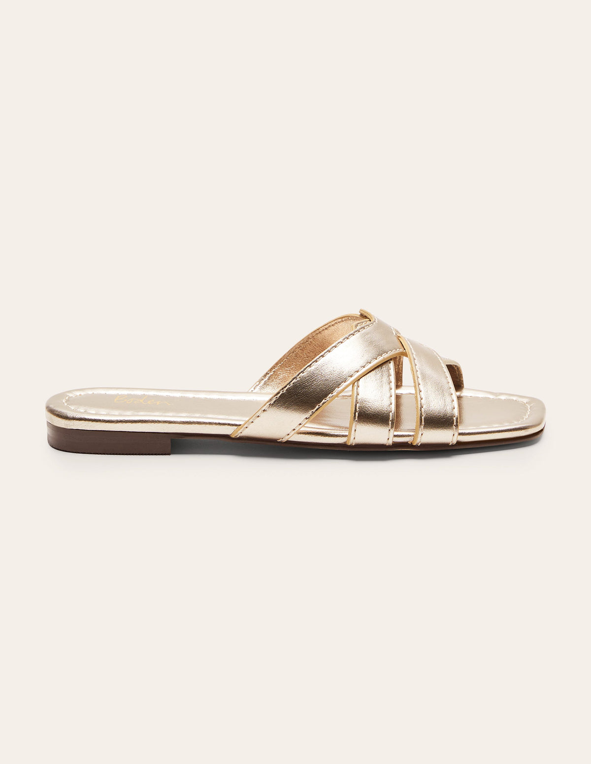 Geometric Flat Slides-Pale Gold Metallic - Image 2
