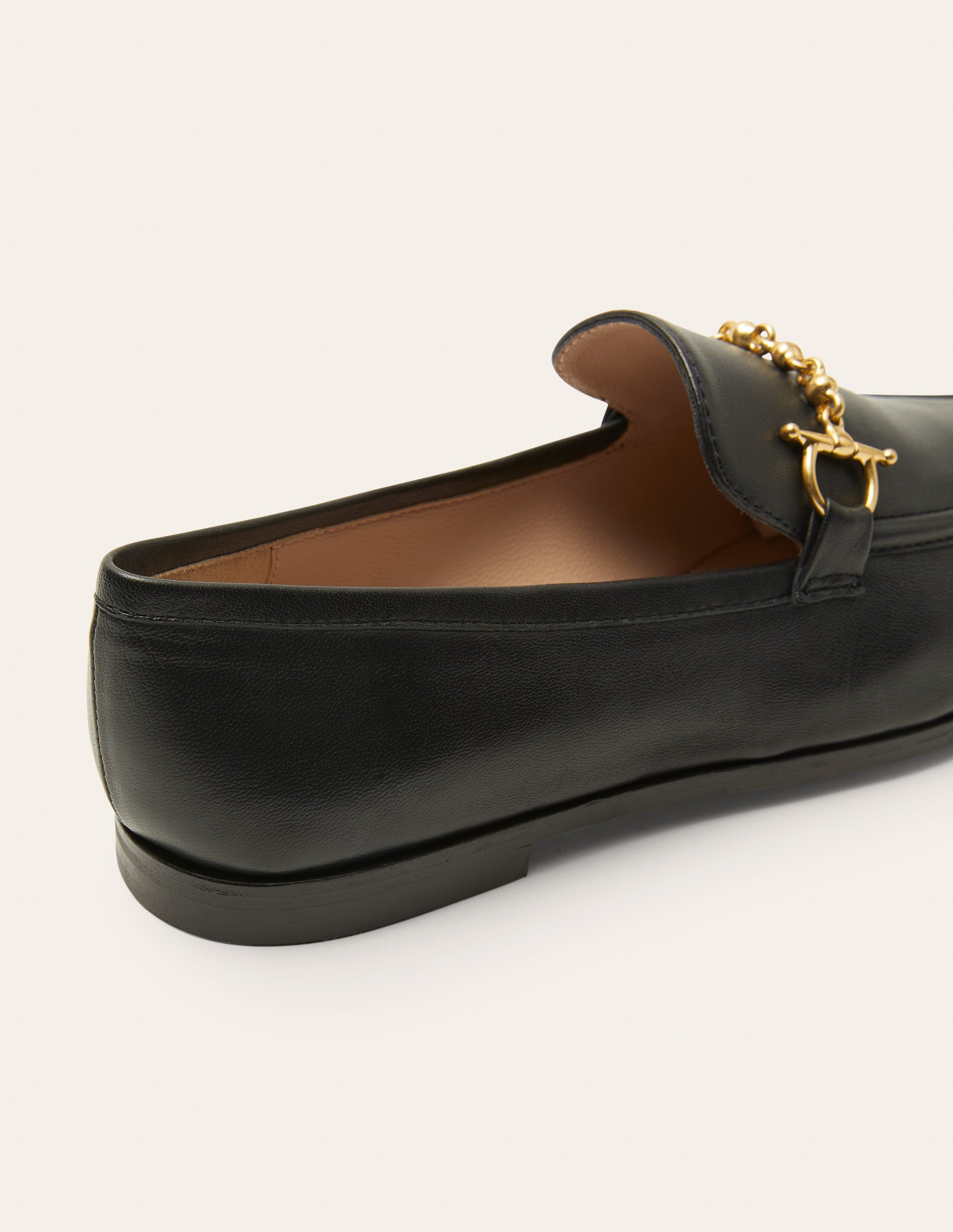 Snaffle Detail Leather Loafers-Black-3
