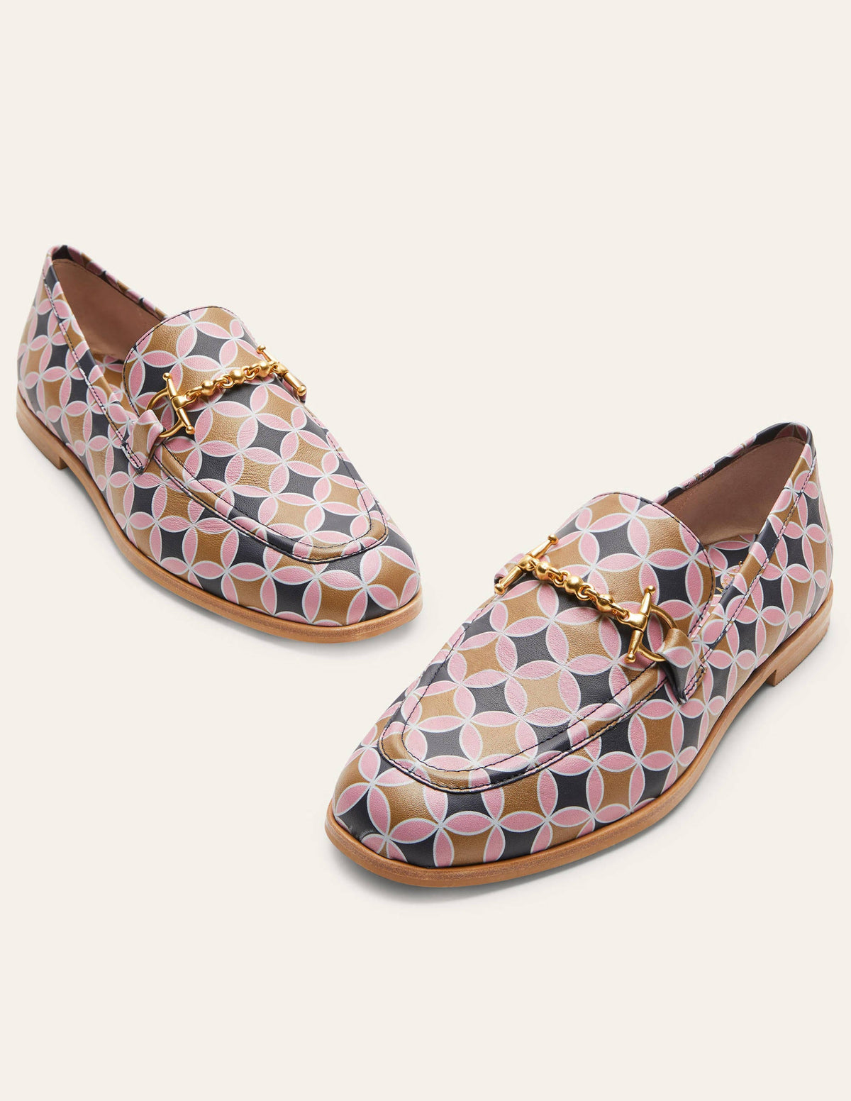 Snaffle Detail Leather Loafers-Camel, Spiro-1