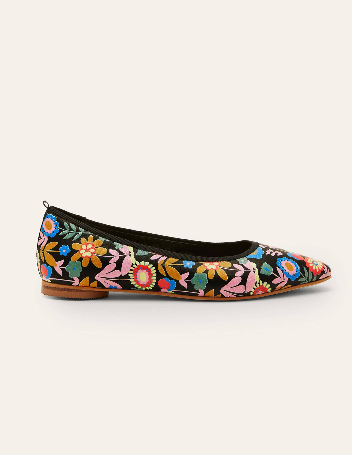 Almond Toe Ballerinas-Black, Flora Bloom - Image 2