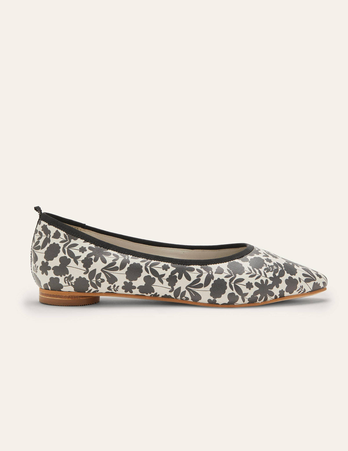 Almond Toe Ballerinas-Black, Flora Bloom Mono - Image 2