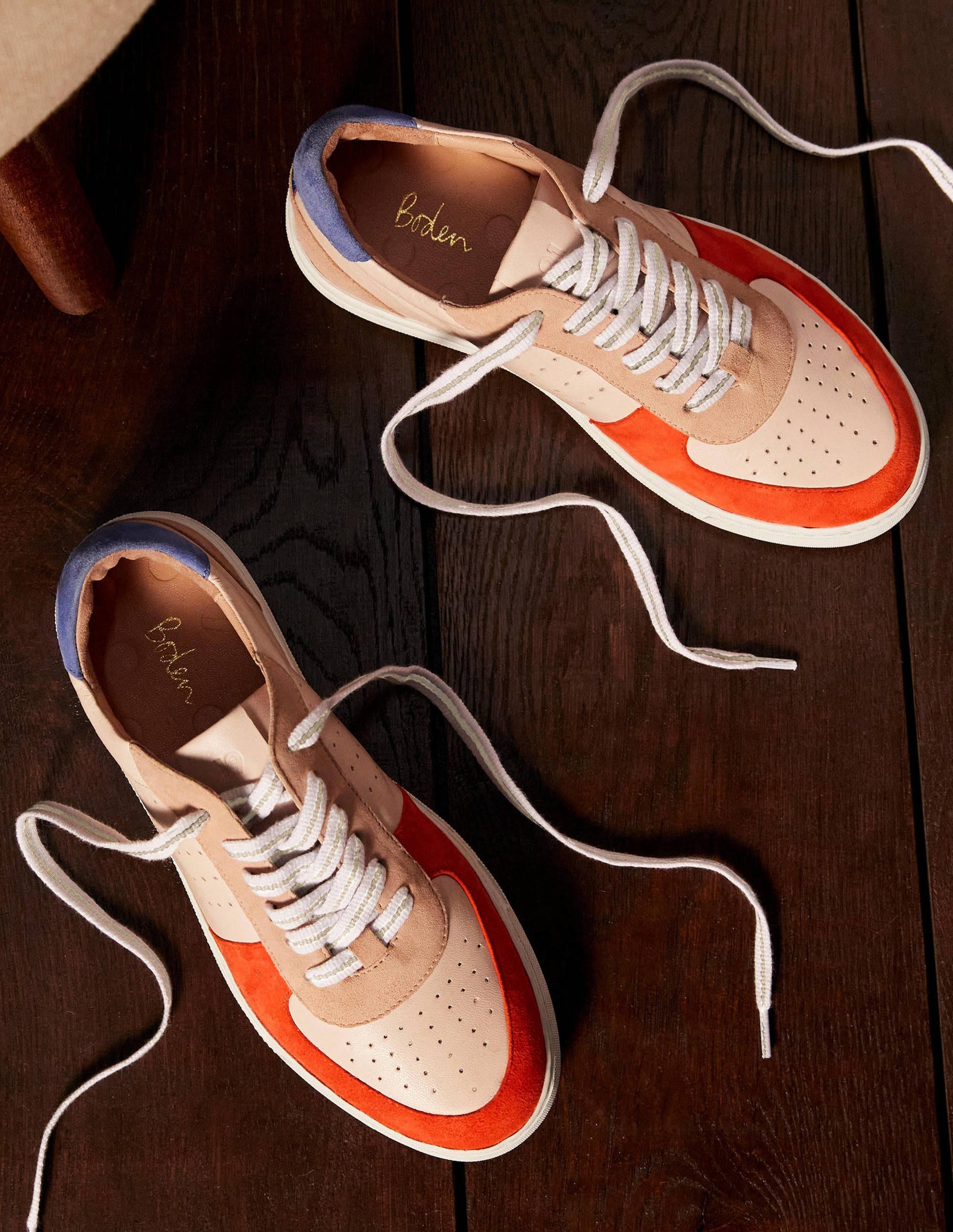 Lace Up Leather Trainers-Firecracker-1