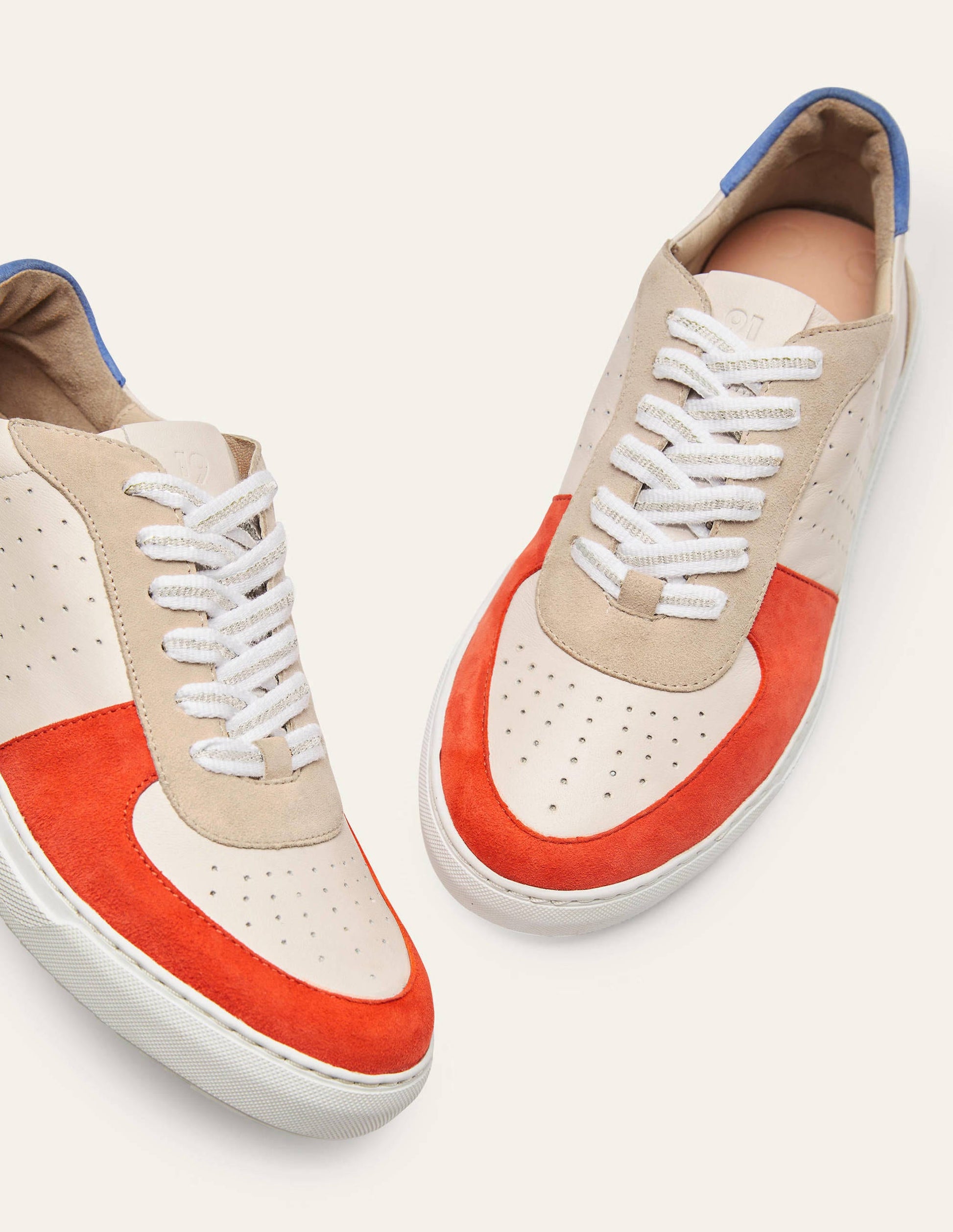 Lace Up Leather Trainers-Firecracker-4