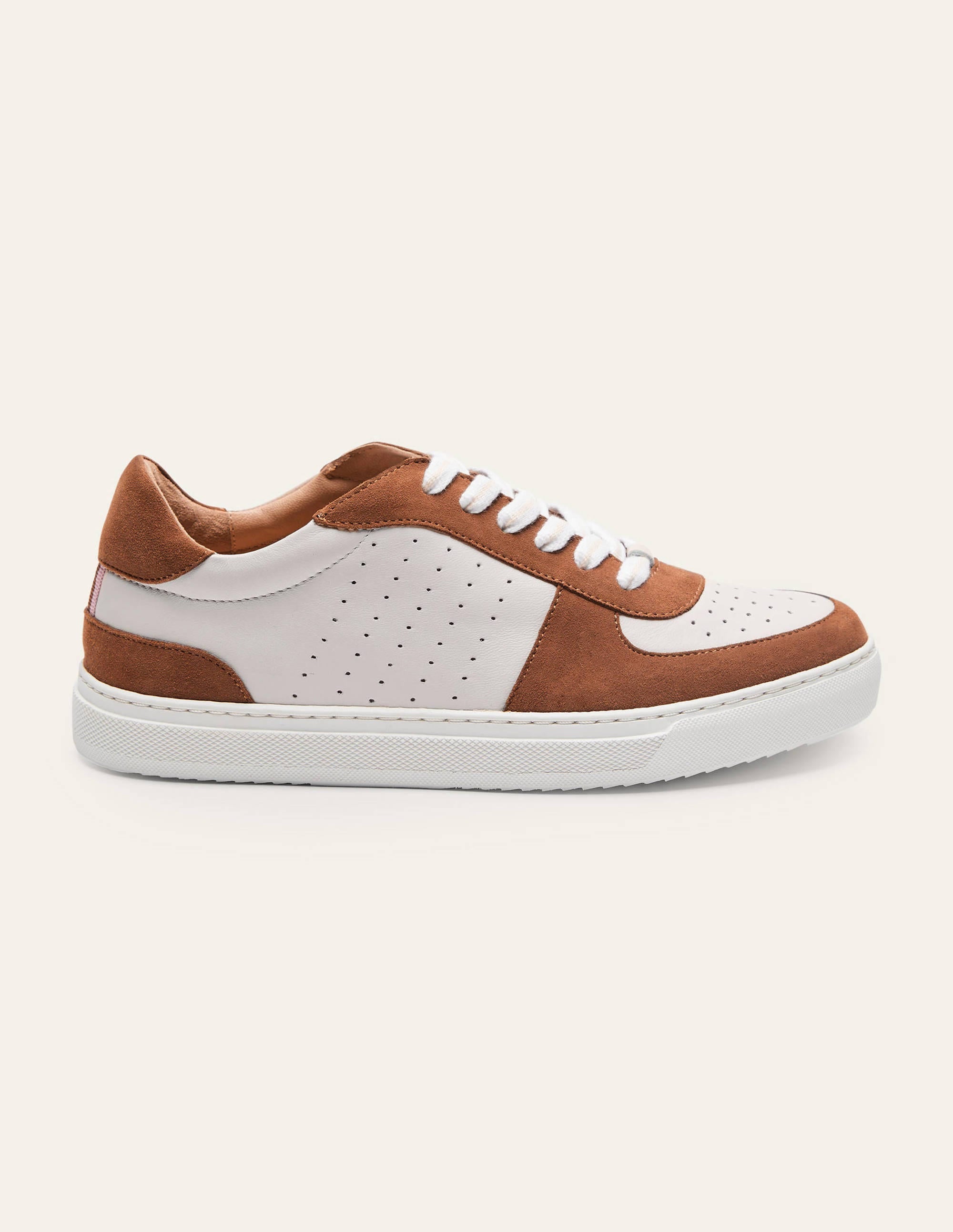 Lace Up Leather Trainers-Tan - Image 2