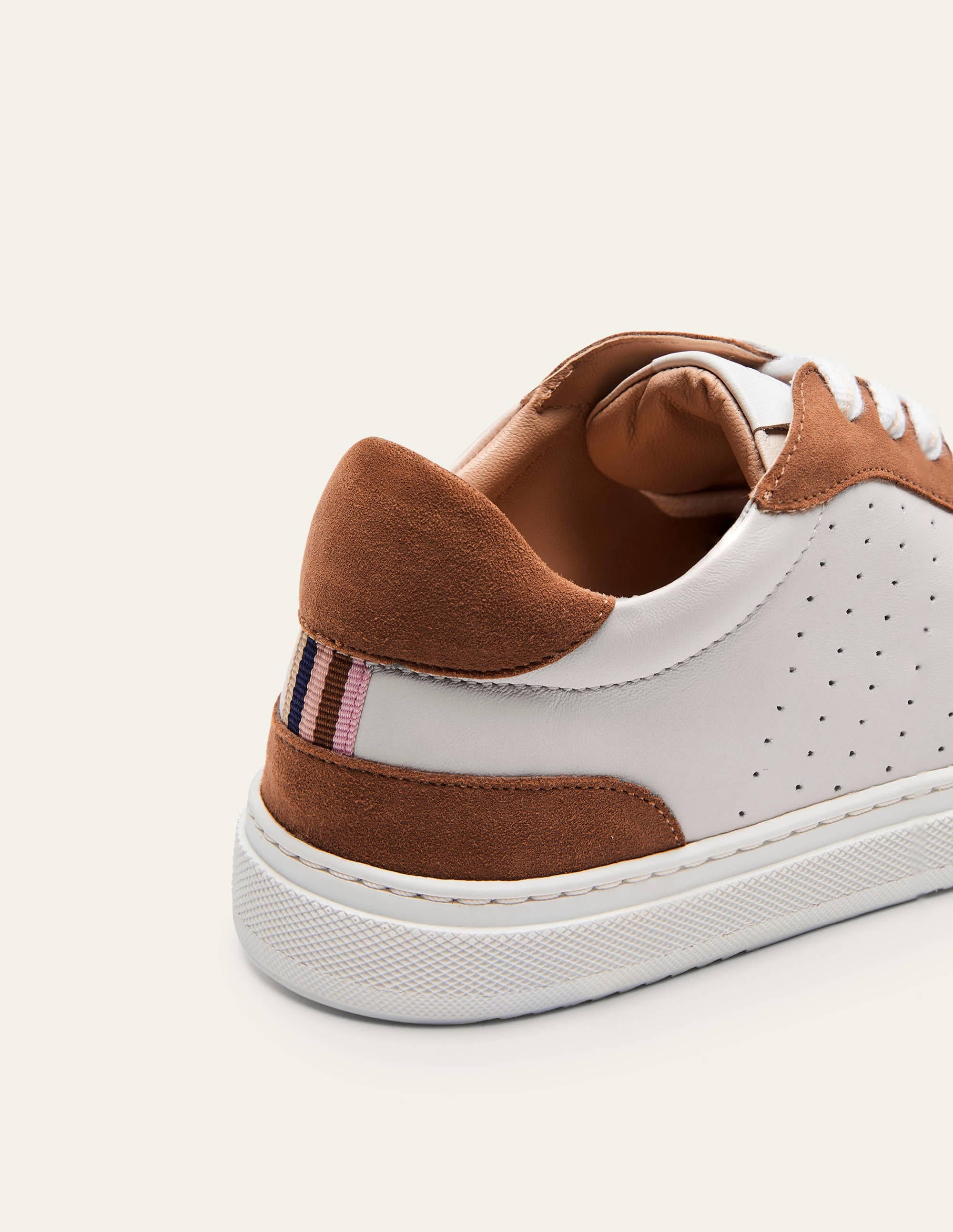 Lace Up Leather Trainers-Tan - Image 3