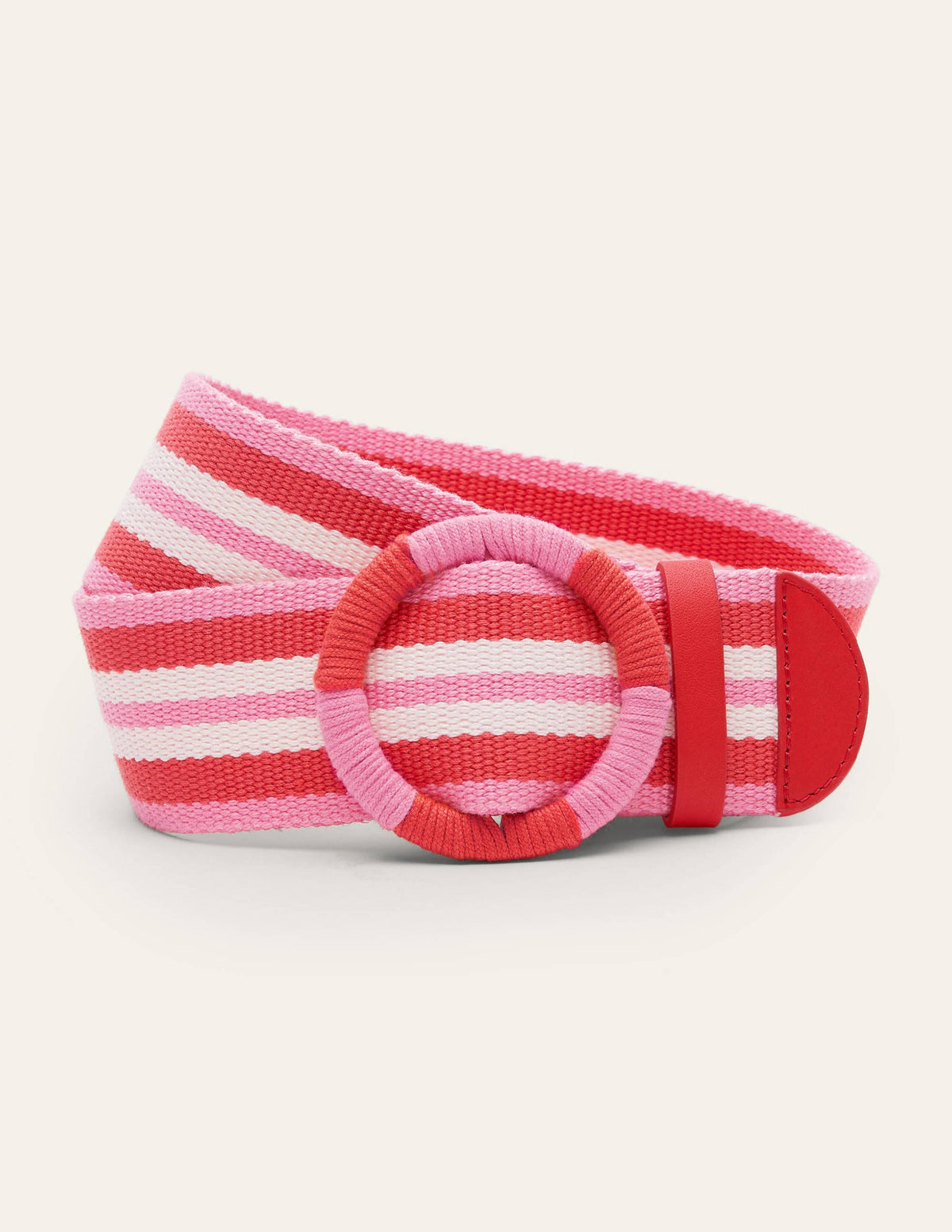 Webbing Detail Waist Belt-Red Stripe - Image 1