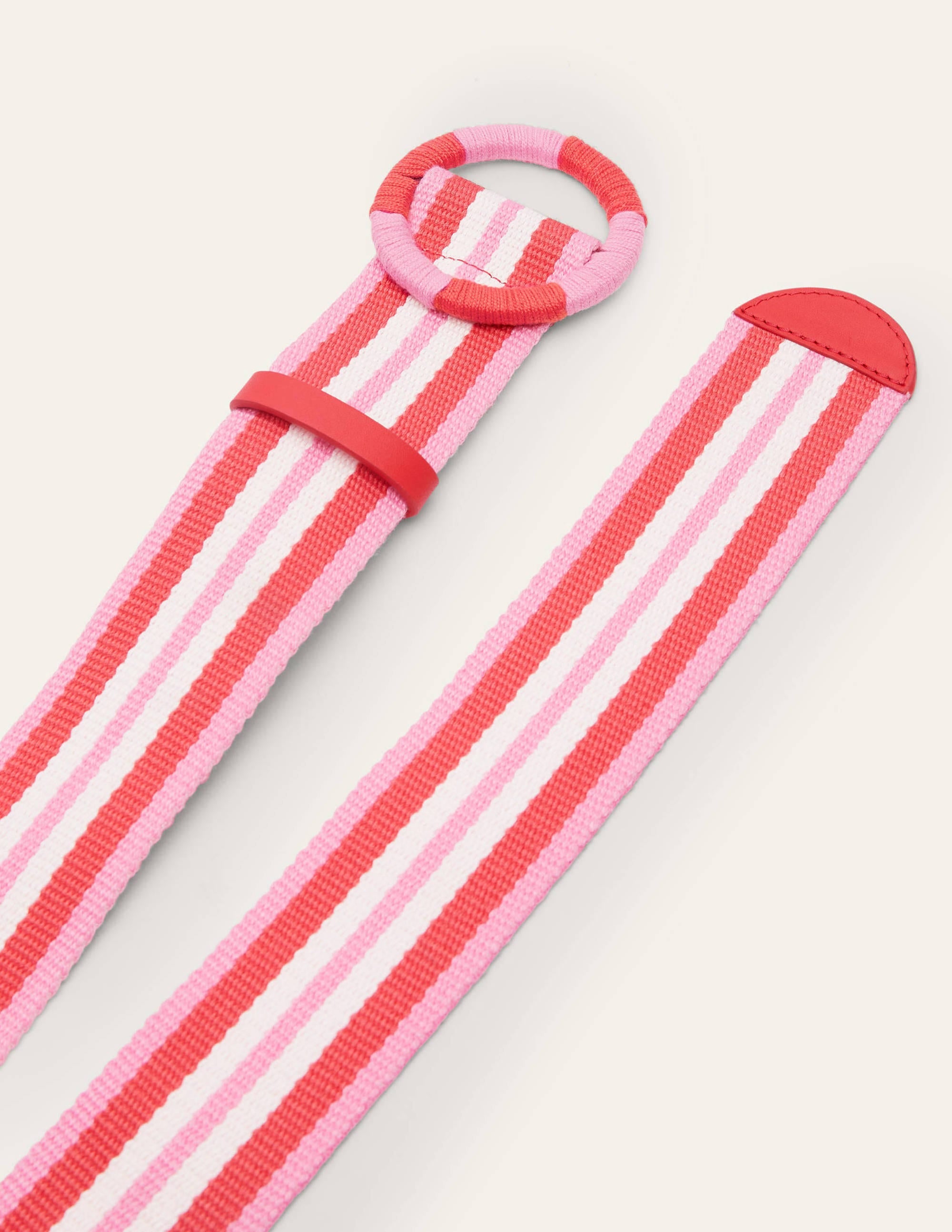 Webbing Detail Waist Belt-Red Stripe - Image 2