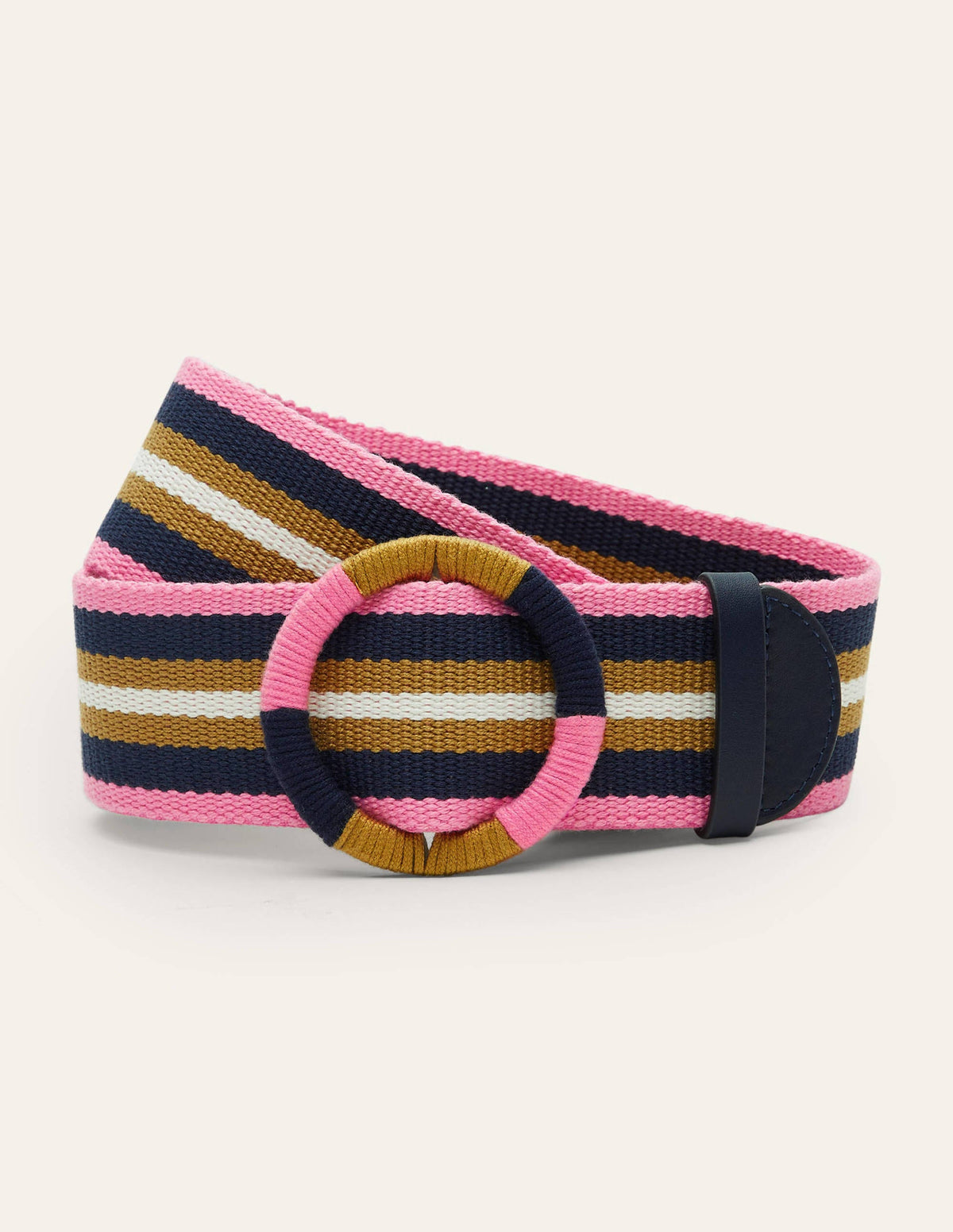 Webbing Detail Waist Belt-Navy Stripe - Image 1