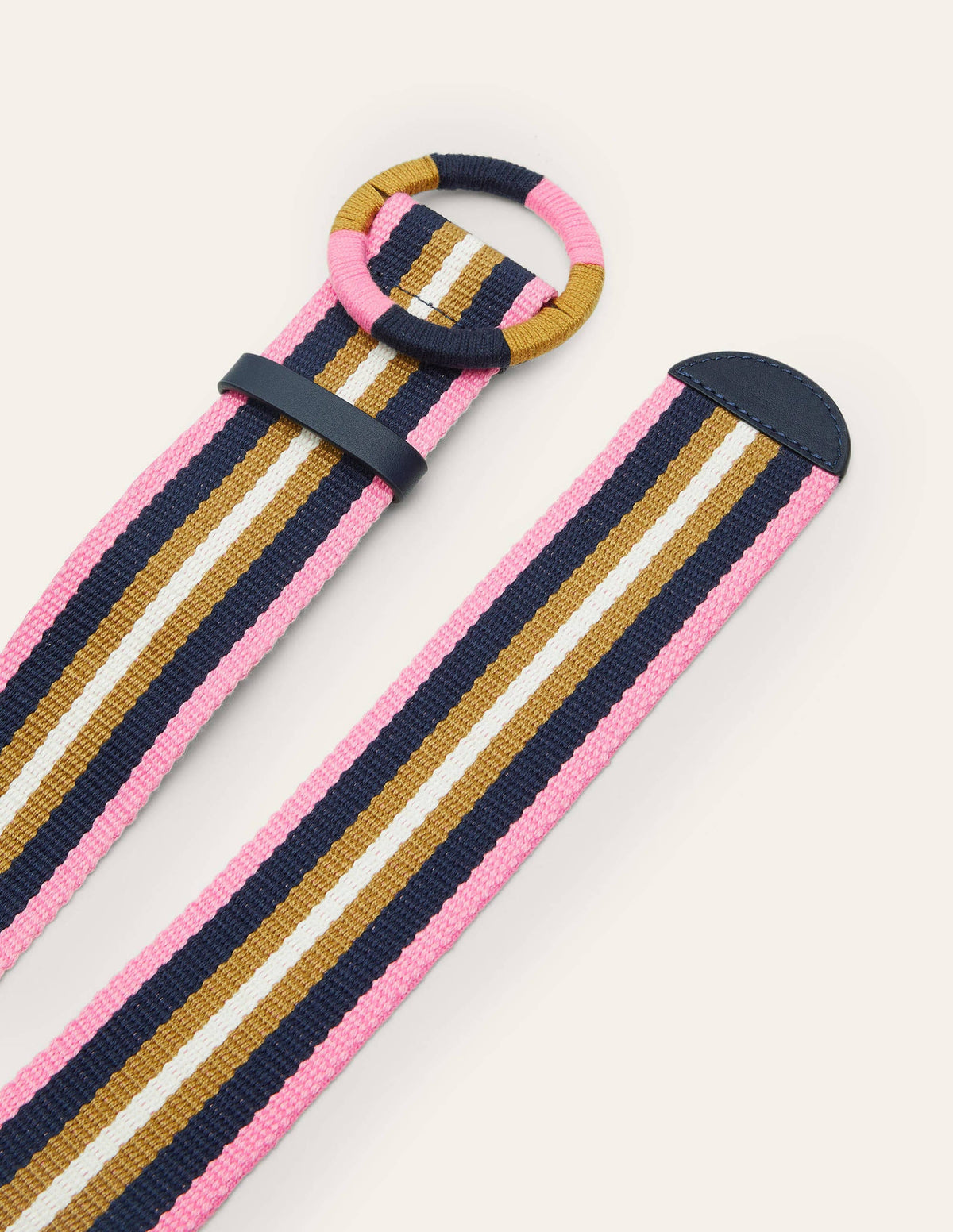 Webbing Detail Waist Belt-Navy Stripe - Image 2