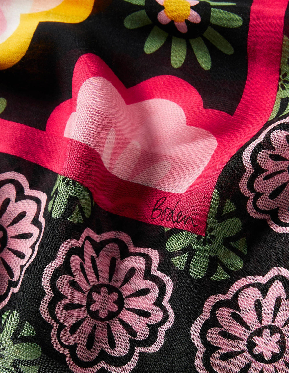 Printed Modal Scarf-Black, Opulent Daisy-2