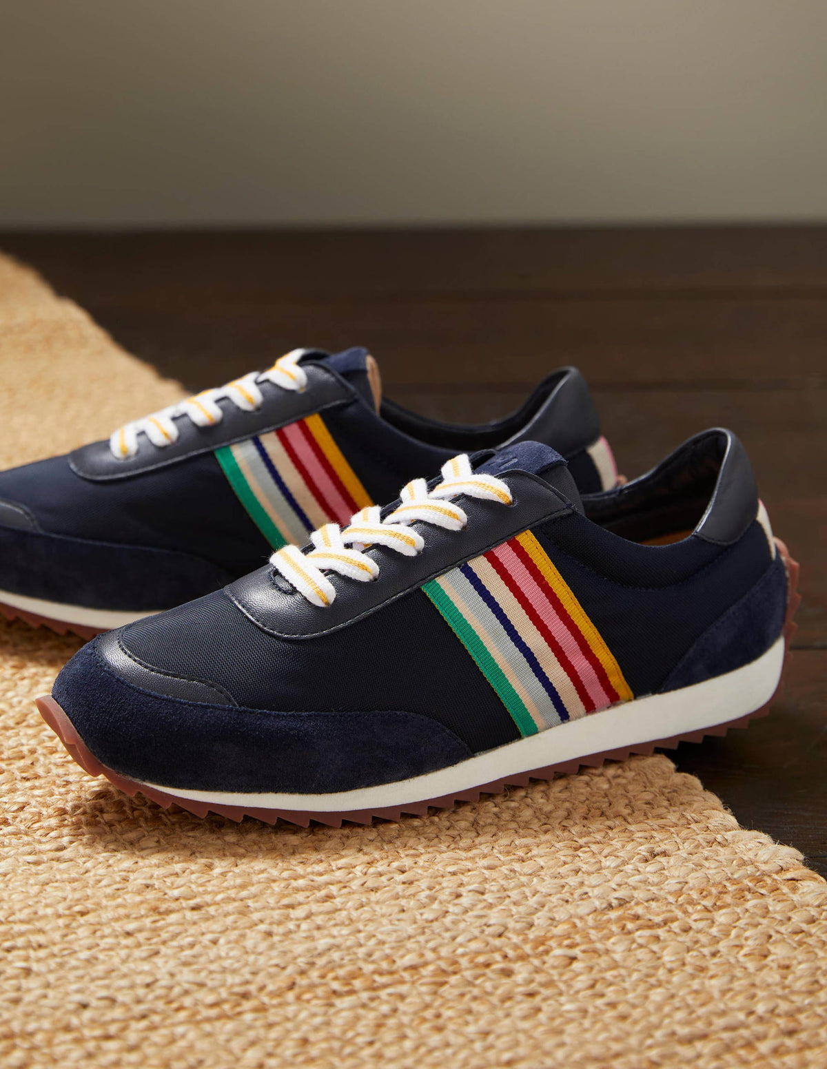 Striped Runner Trainers-Navy, Multi Stripe-1