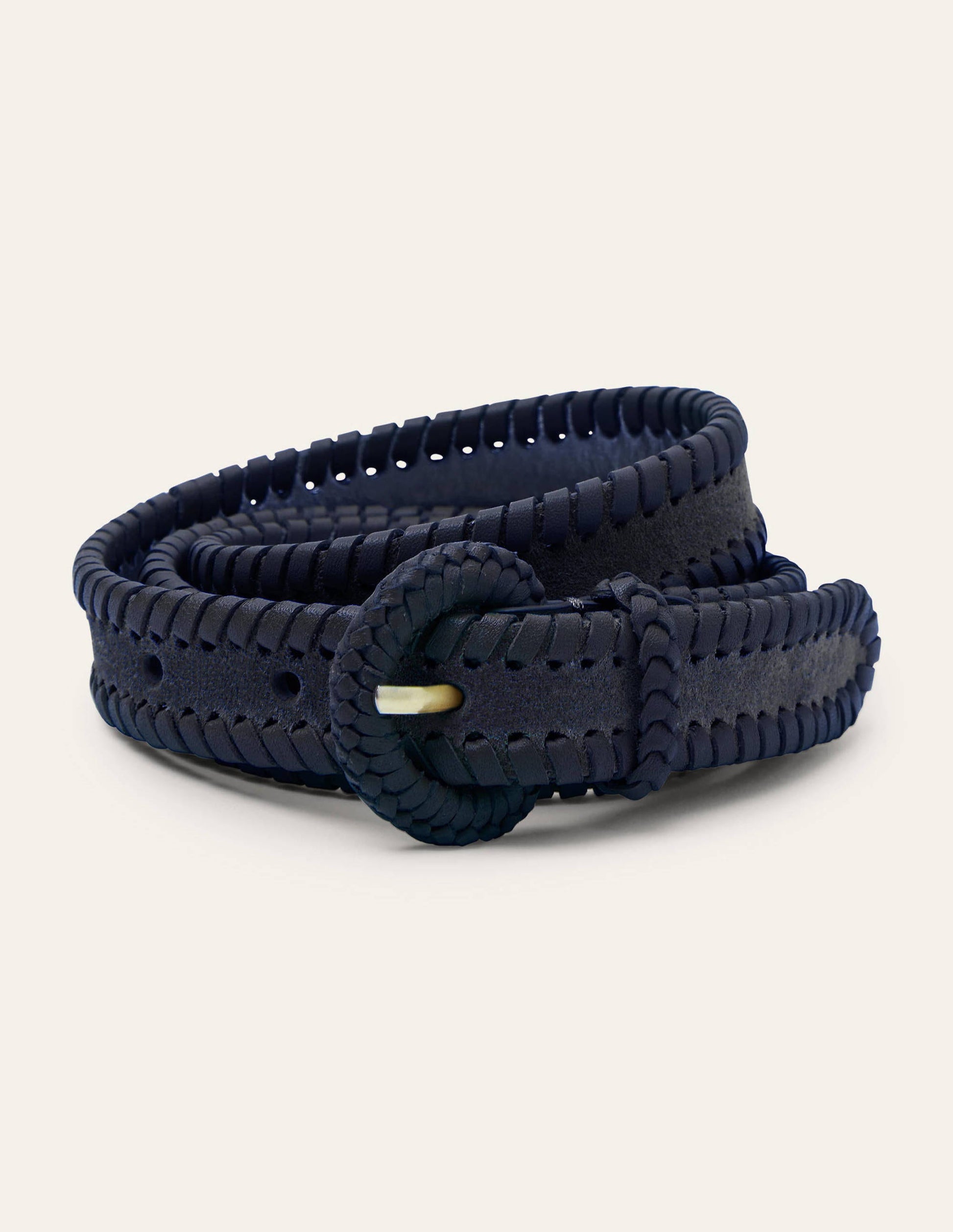 Skinny Woven Belt-Navy-1