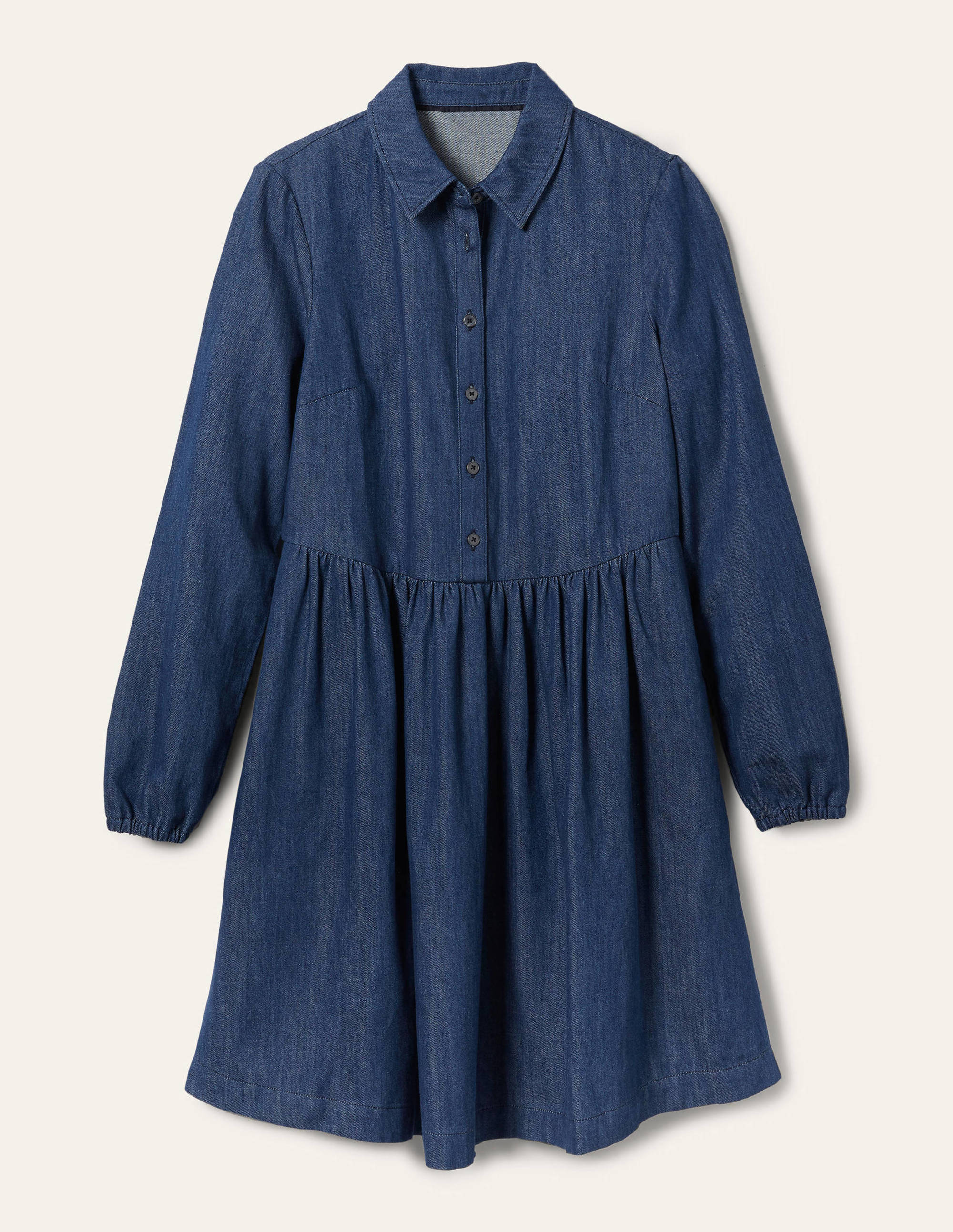 Denim Mini Shirt Dress-Denim - Image 5