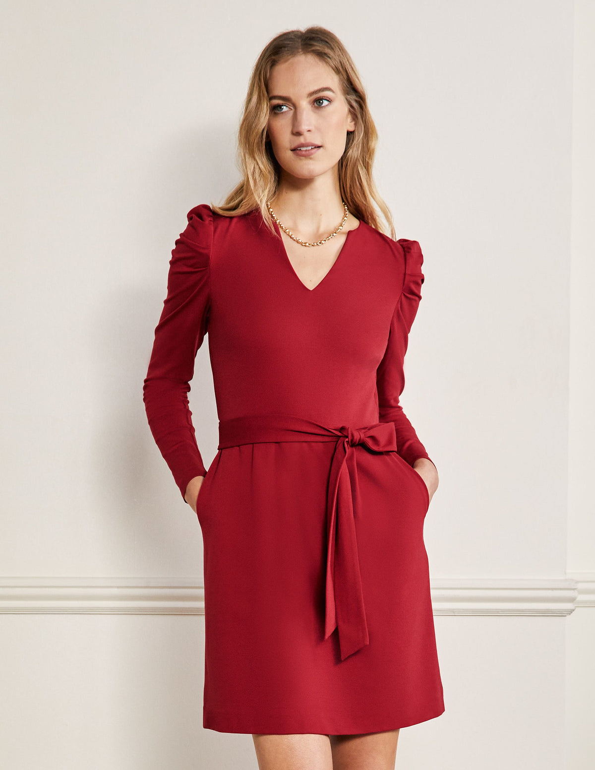 Puff Sleeve Jersey Dress-Winter Berry - Image 4