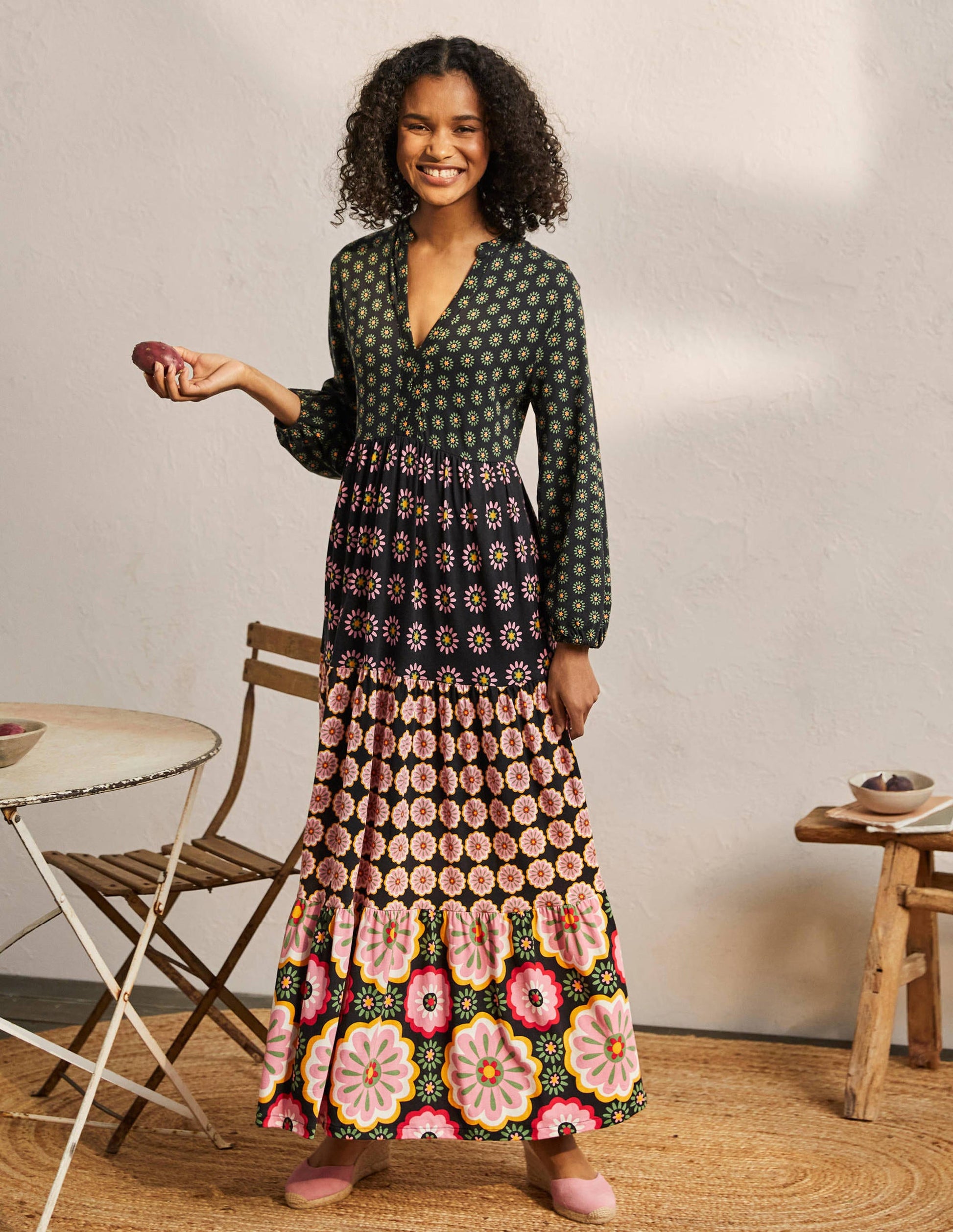 Tiered Jersey Maxi Dress-Hotch Potch Multi-1