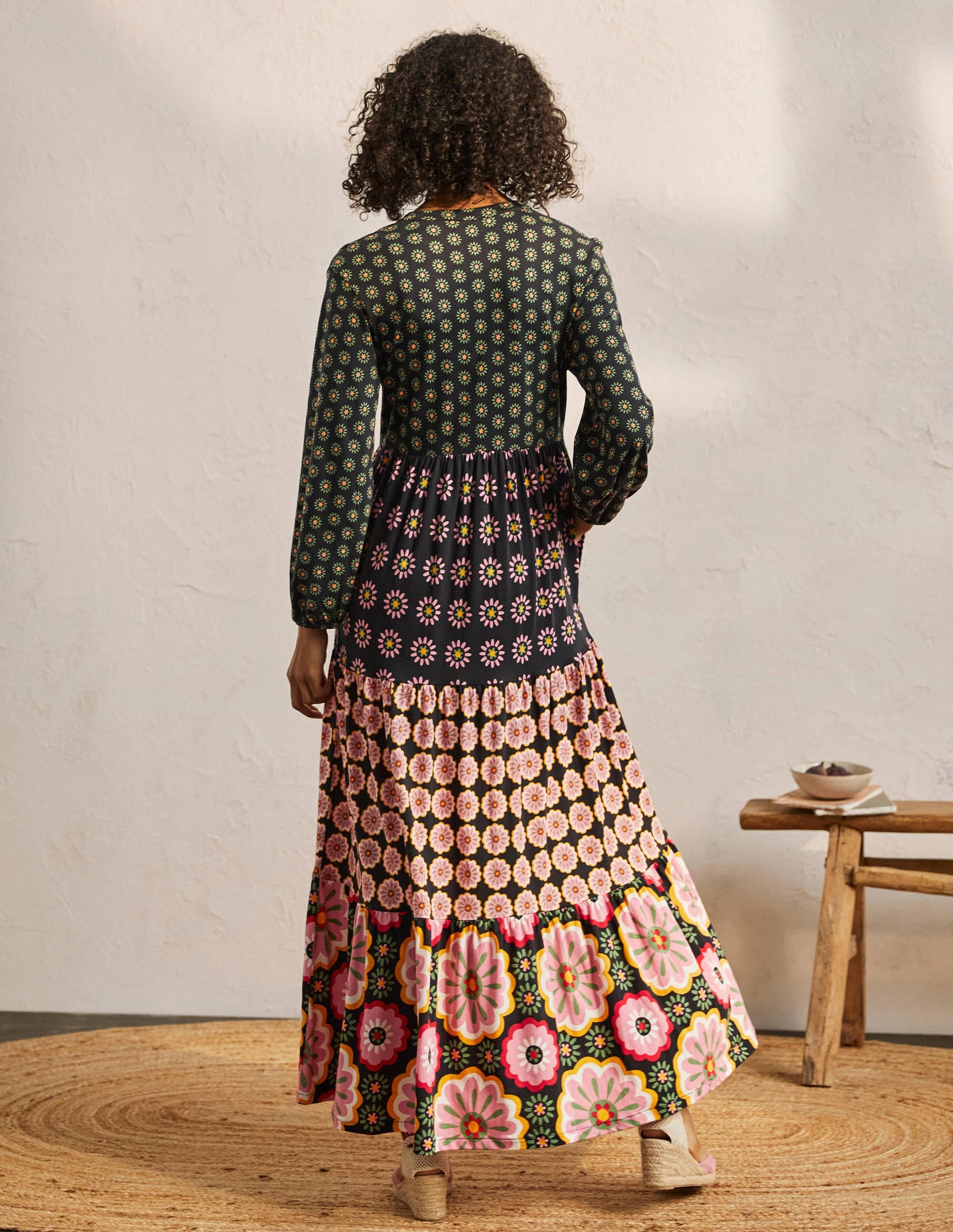 Tiered Jersey Maxi Dress-Hotch Potch Multi - Image 3