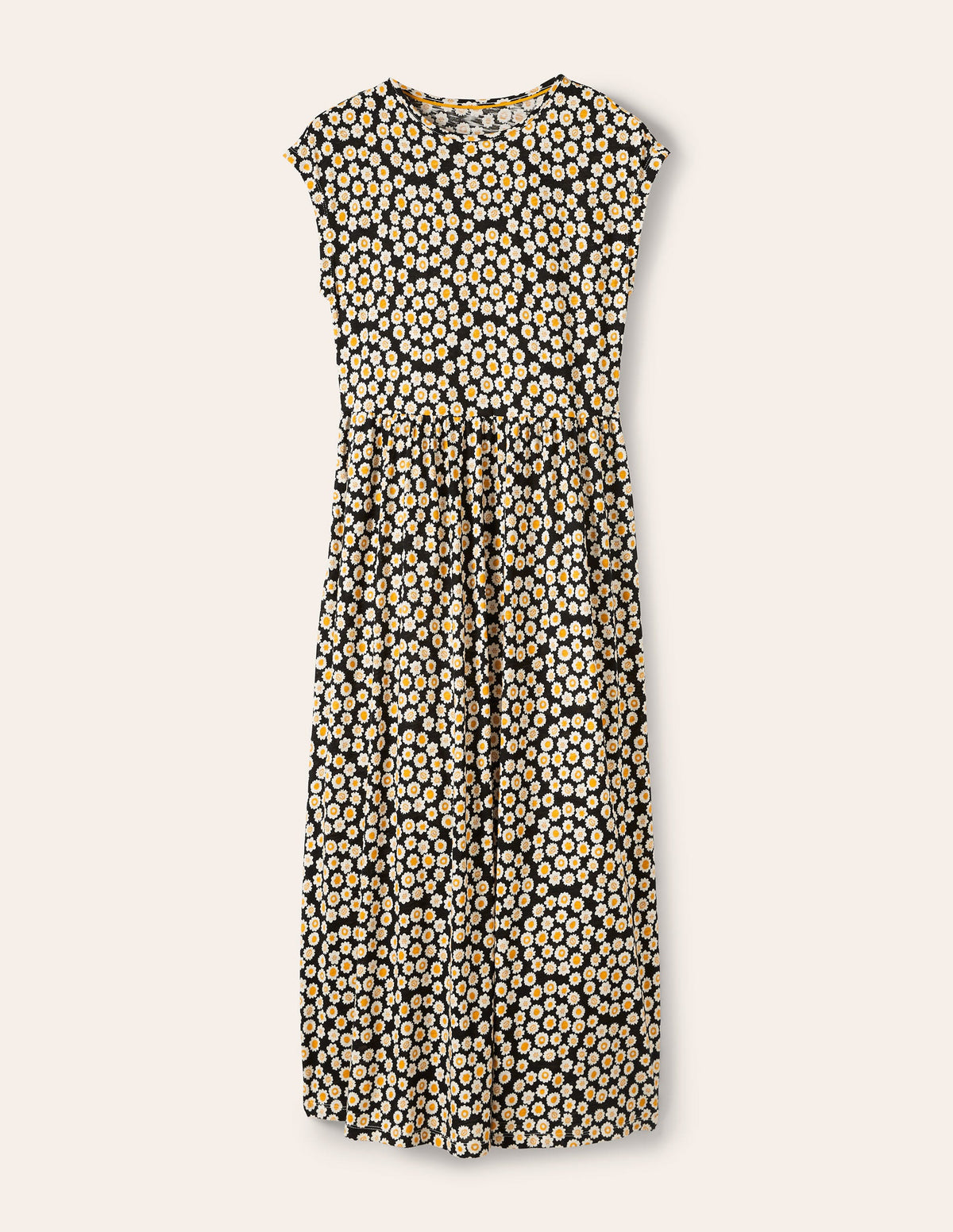 Easy T-Shirt Midi Dress-Black, Ditsy Swirl - Image 5