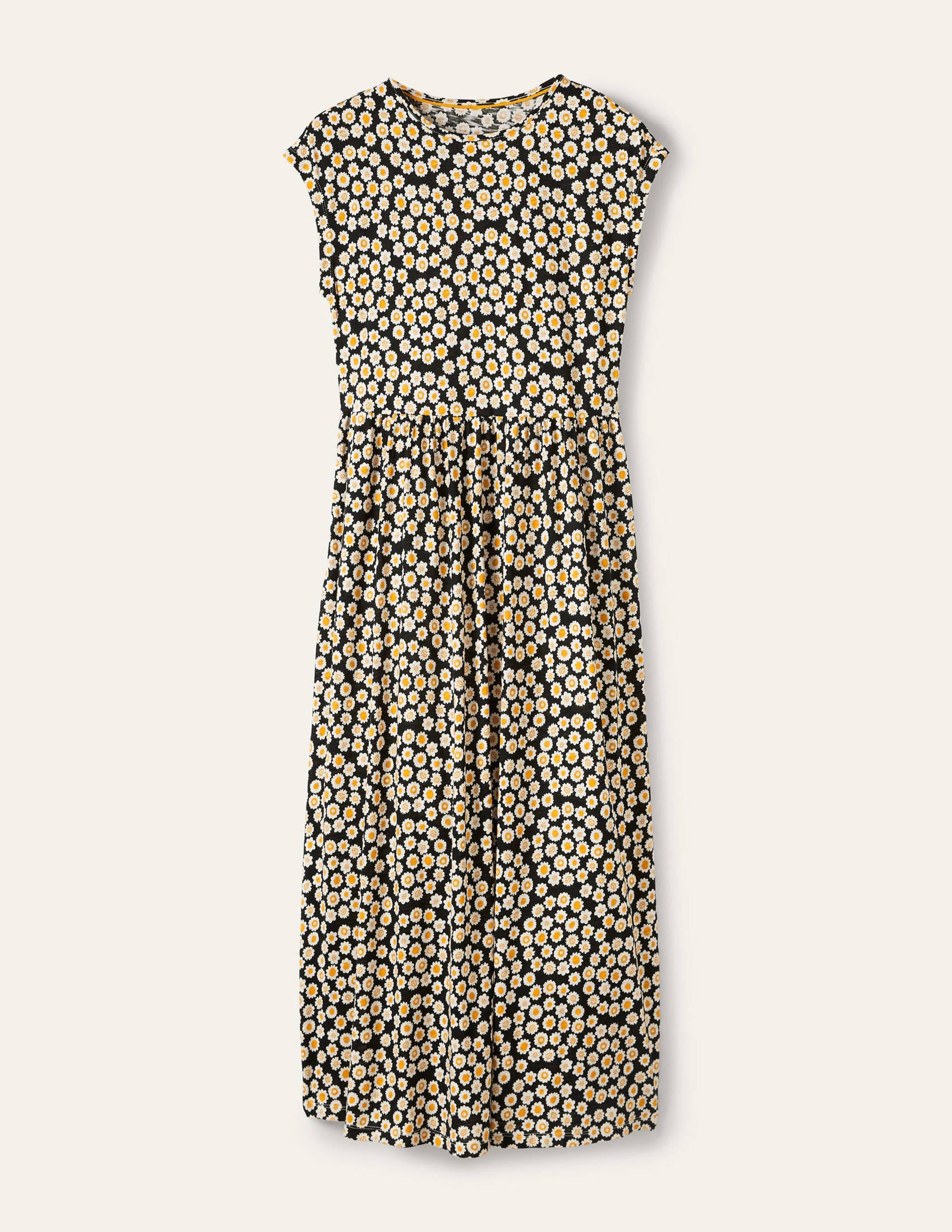 Easy T-Shirt Midi Dress-Black, Ditsy Swirl - Image 6